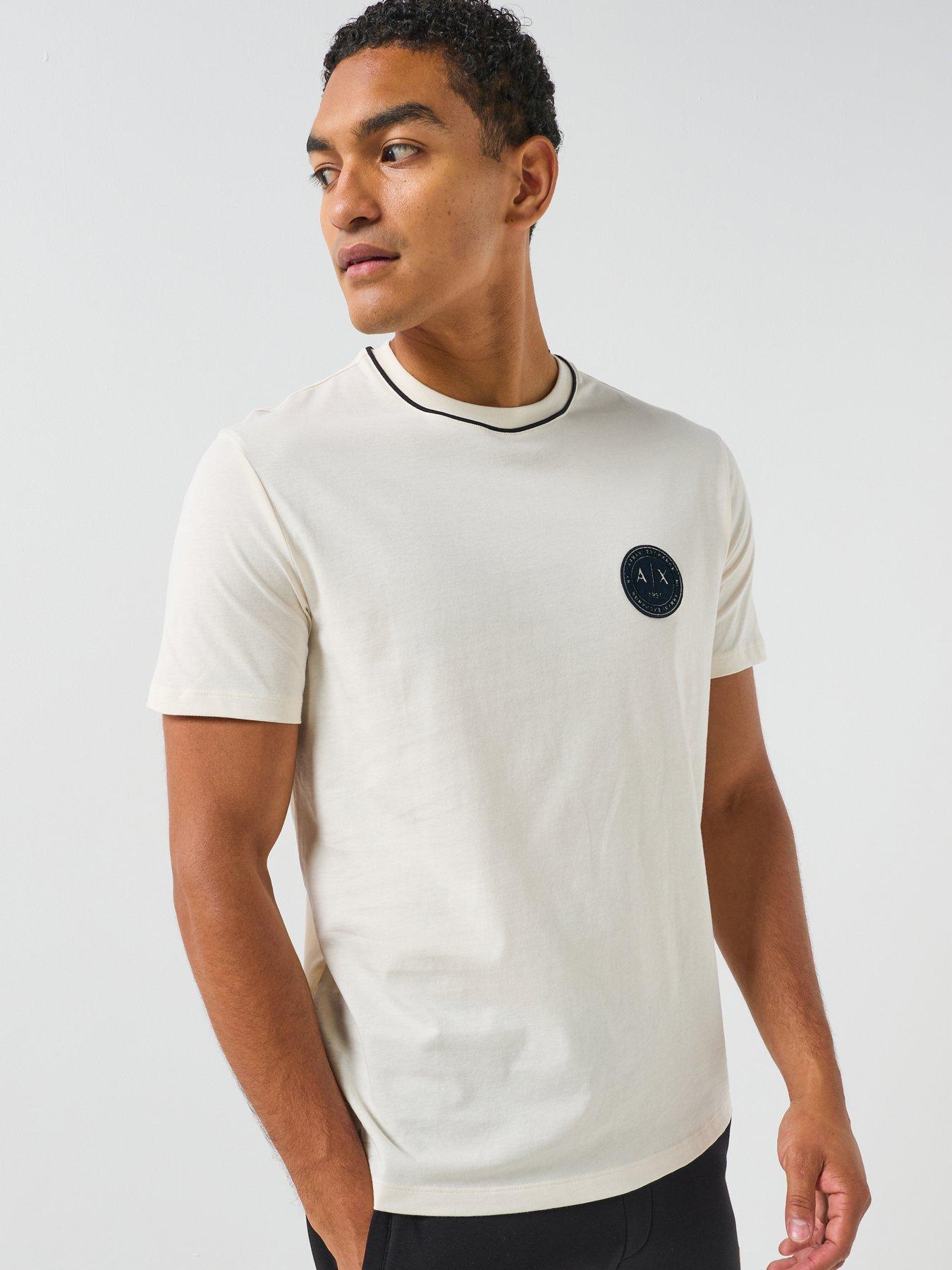 Armani Exchange Flock Badge Logo T-Shirt - Off White