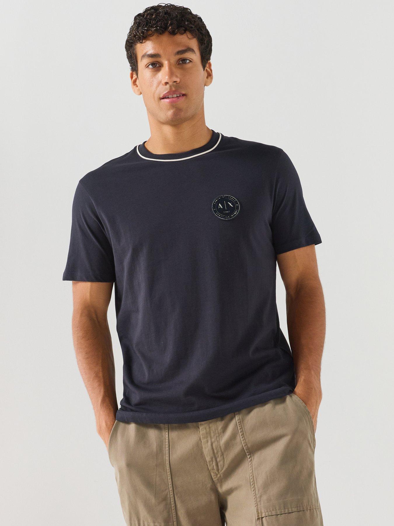 Armani Exchange Flock Badge Logo T-Shirt - Navy