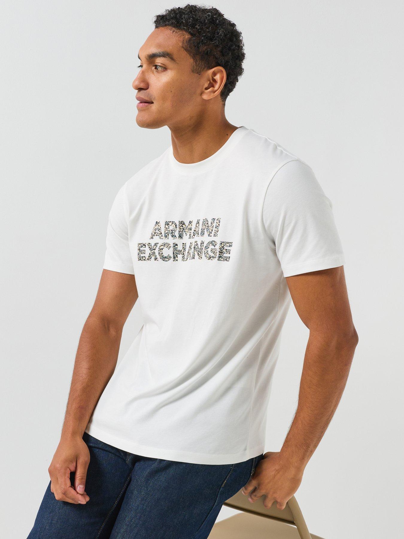 Image 1 of 1 of Armani Exchange Splatter Large Logo T-shirt - Off White