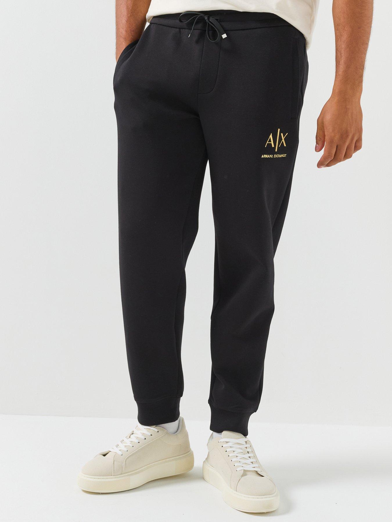 Image 1 of 6 of Armani Exchange Logo Tracksuit Bottoms - Black