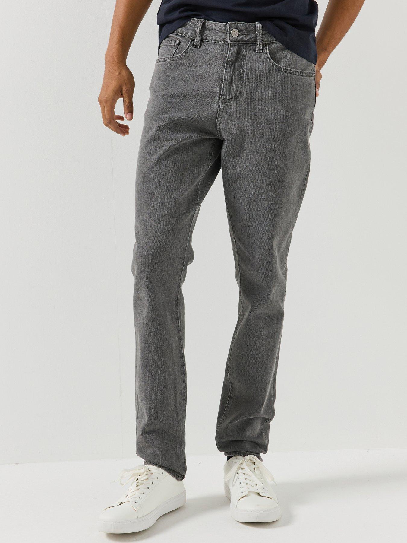 Armani Exchange Mens Slim Fit Stretch Jeans, Light Grey, Size 32R, Men