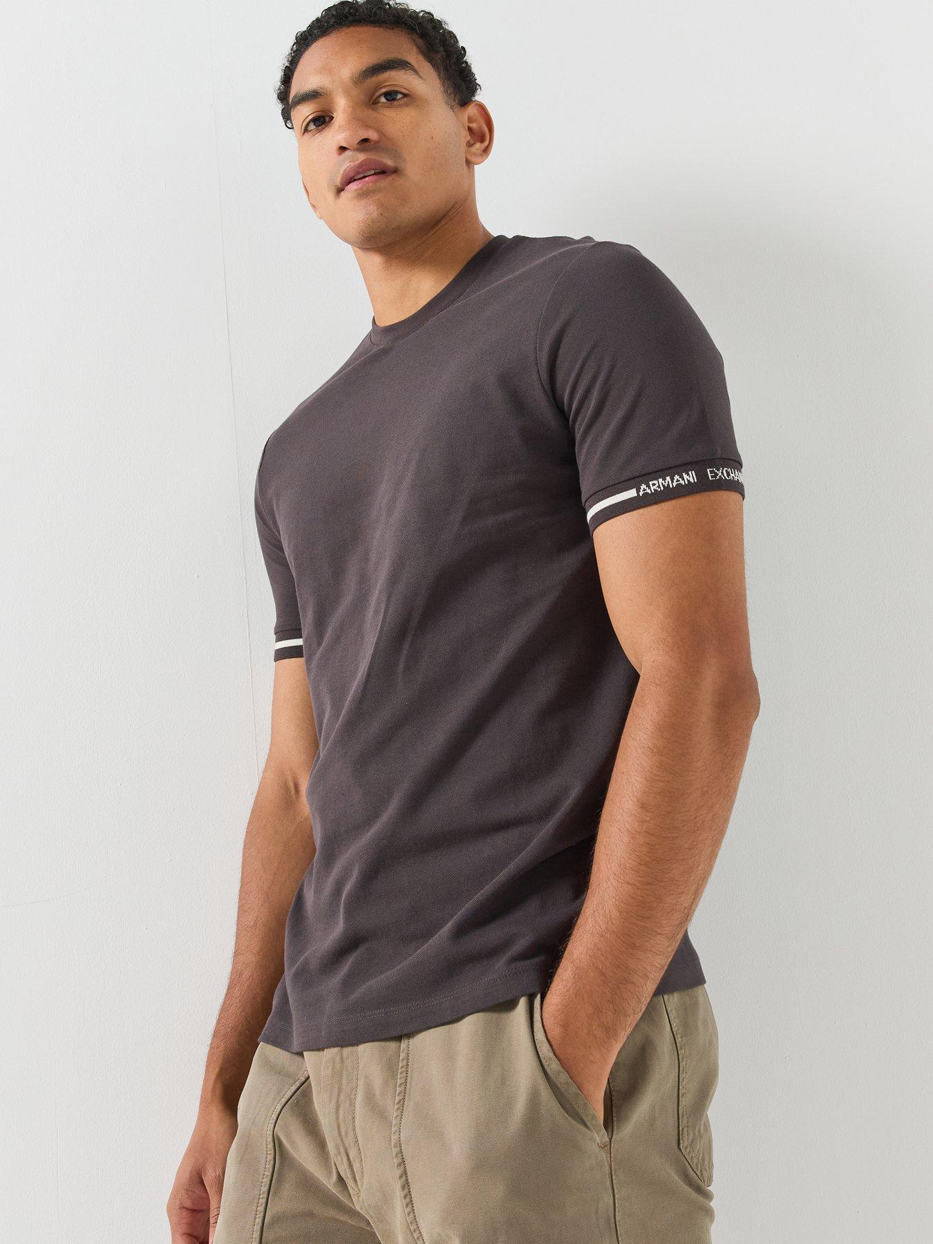 Armani Exchange Mens Extra Slim Tipped Logo Cuff T-Shirt, Brown, Size 2Xl, Men