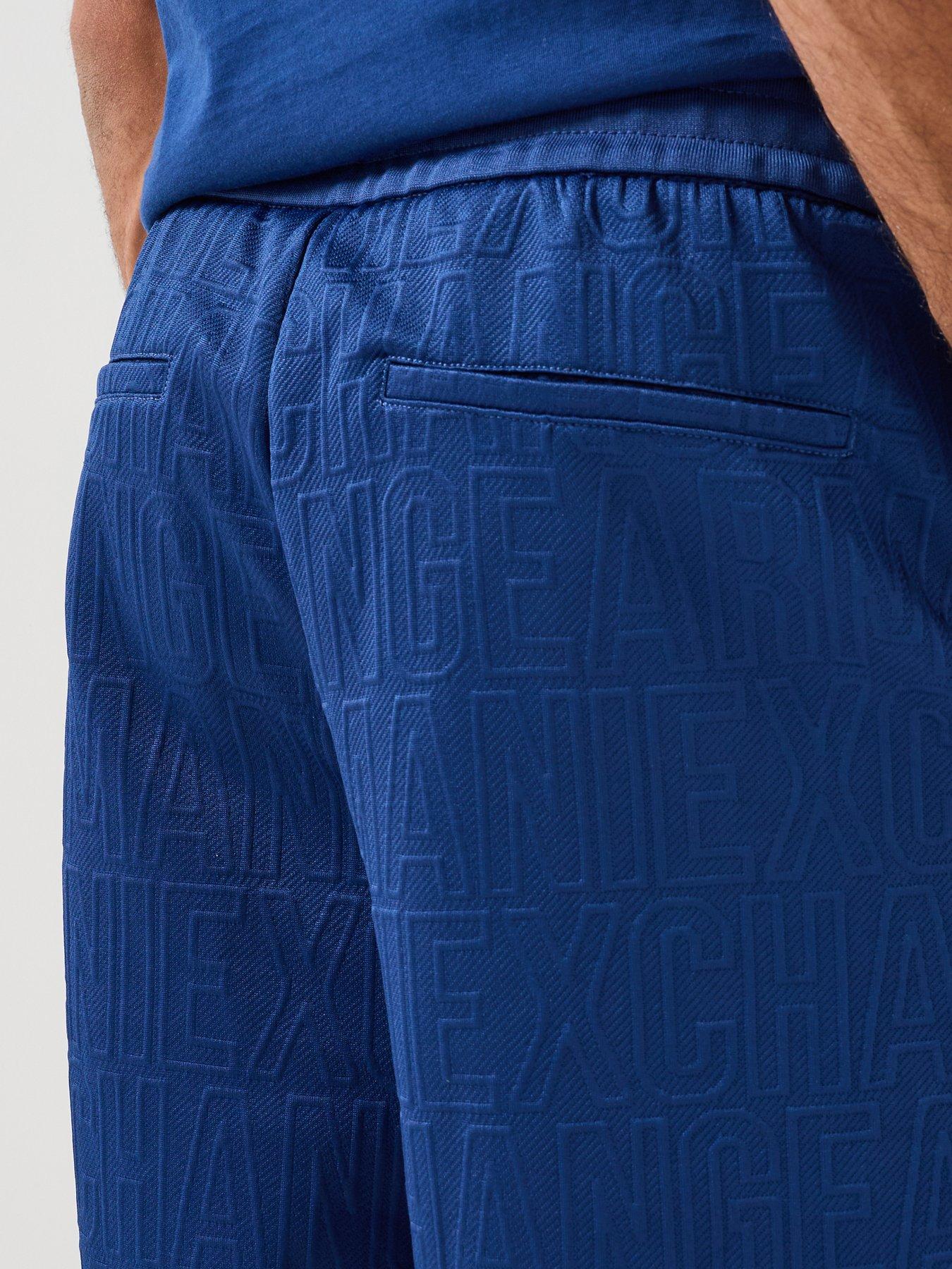 Image 6 of 6 of Armani Exchange All Over Tonal Logo Sweat Shorts - Bright Blue