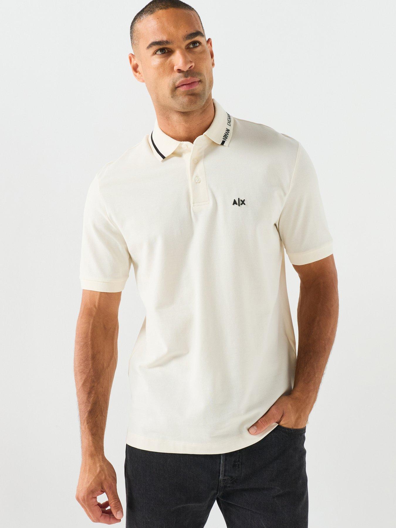 Armani Exchange Classic Polo Shirt in Breathable Cotton Piqué - Off White