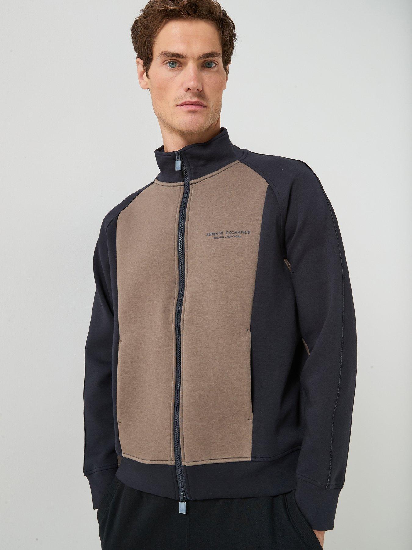 Image 1 of 6 of Armani Exchange Colour Block Zip Through Track Top - Navy