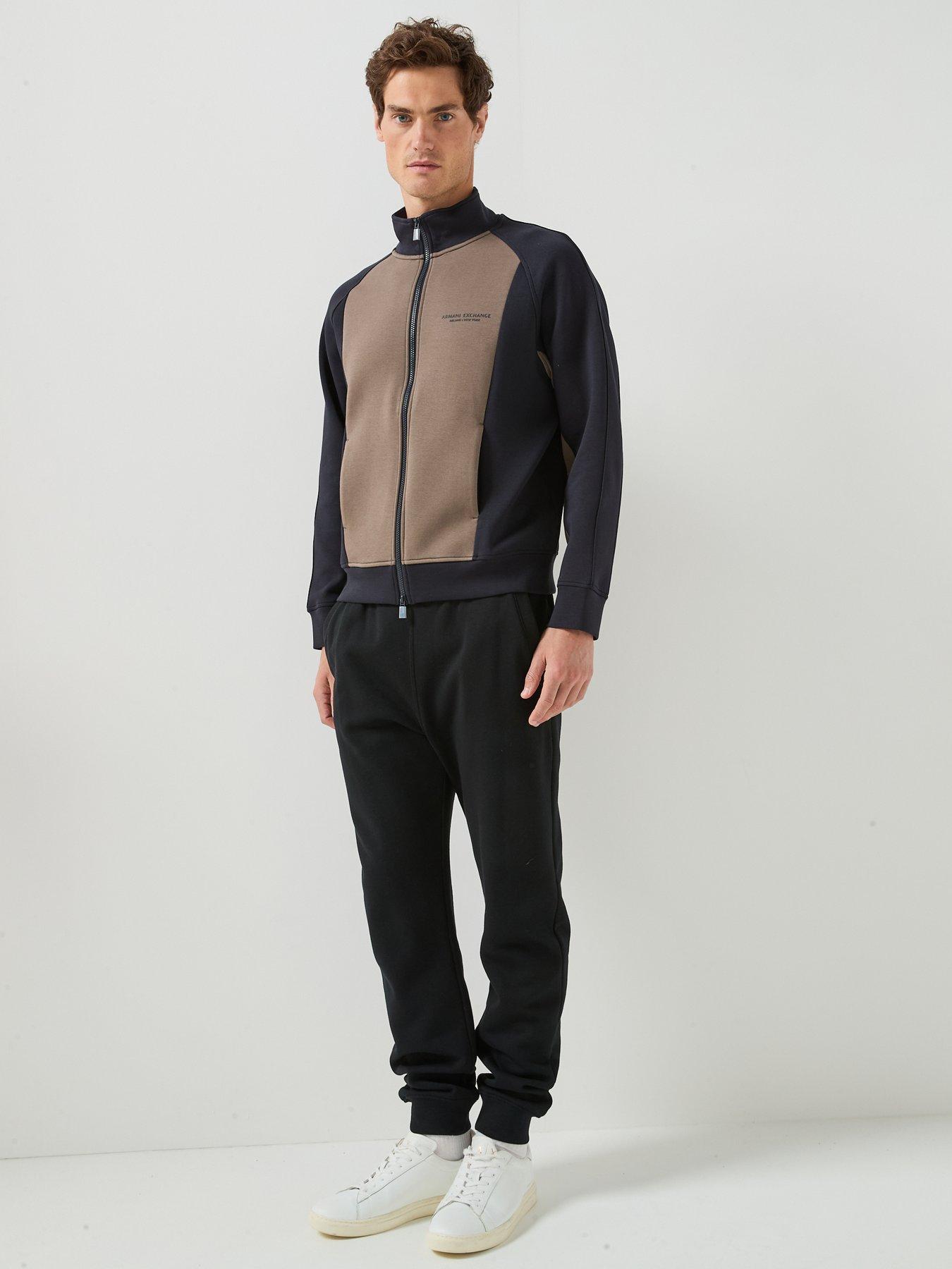 Image 3 of 6 of Armani Exchange Colour Block Zip Through Track Top - Navy