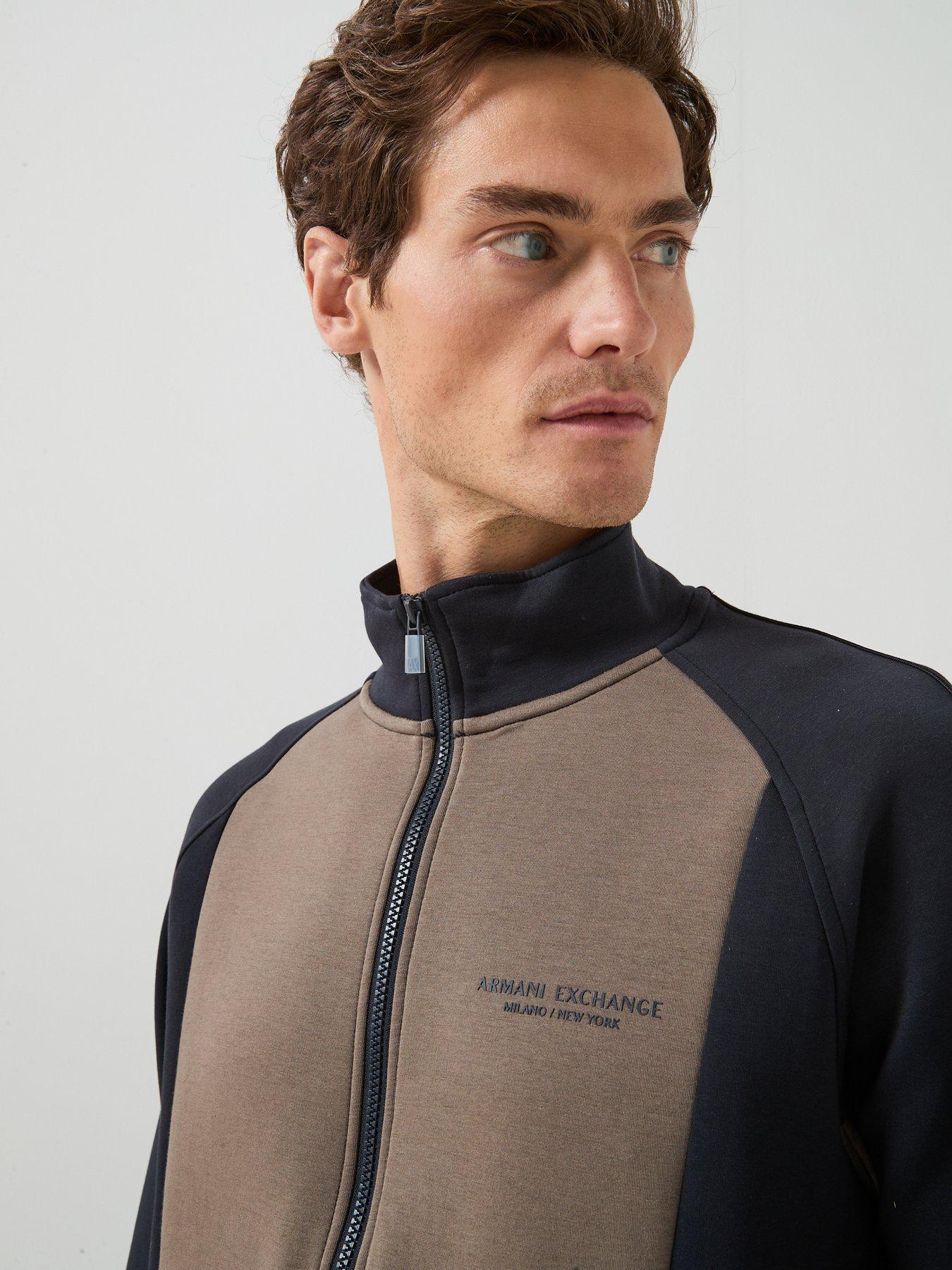 Image 4 of 6 of Armani Exchange Colour Block Zip Through Track Top - Navy