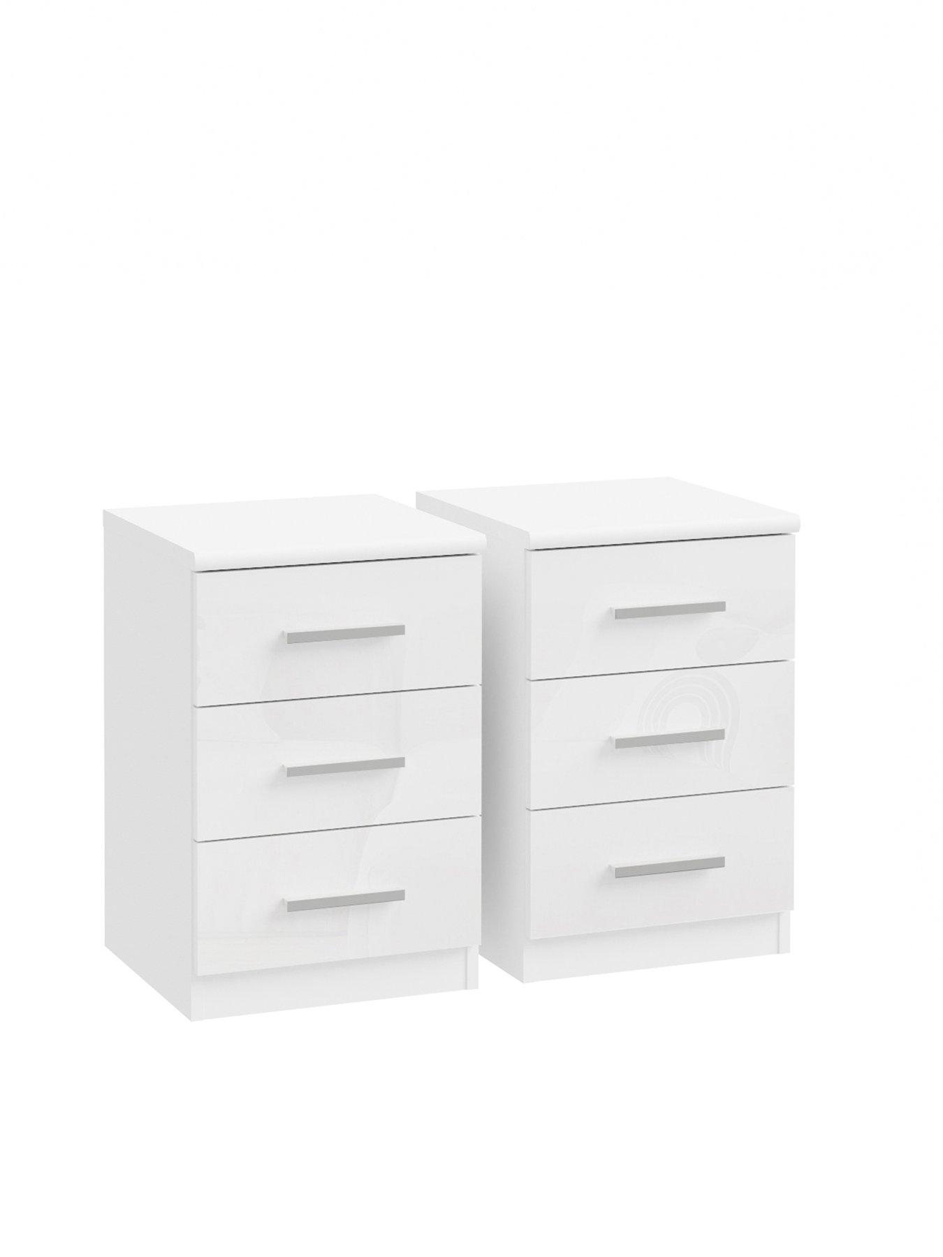 Image 3 of 6 of The Very Collection Prague 4 Piece Package - 4 Door Mirrored Wardrobe, 5 Drawer Chest and Pair of 3 Drawer Bedside Chests - White Gloss - FSC&reg; Certified
