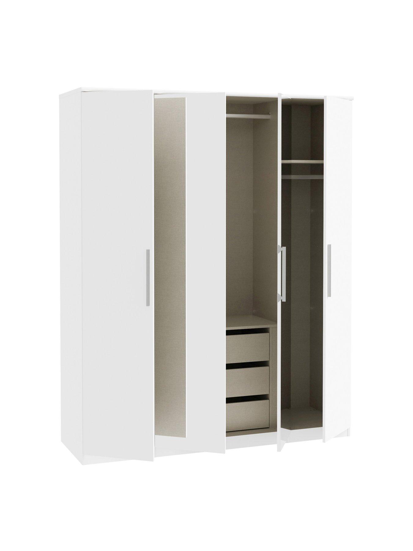 Image 6 of 6 of The Very Collection Prague 4 Piece Package - 4 Door Mirrored Wardrobe, 5 Drawer Chest and Pair of 3 Drawer Bedside Chests - White Gloss - FSC&reg; Certified