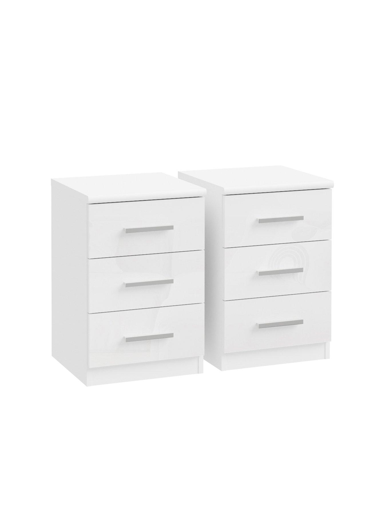 Image 3 of 6 of The Very Collection Prague Gloss Package&nbsp;- 6 Door Wardrobe,&nbsp;5 Drawer Chest and Pair of 3 Drawer Bedside Chests&nbsp;- White - FSC&reg; Certified