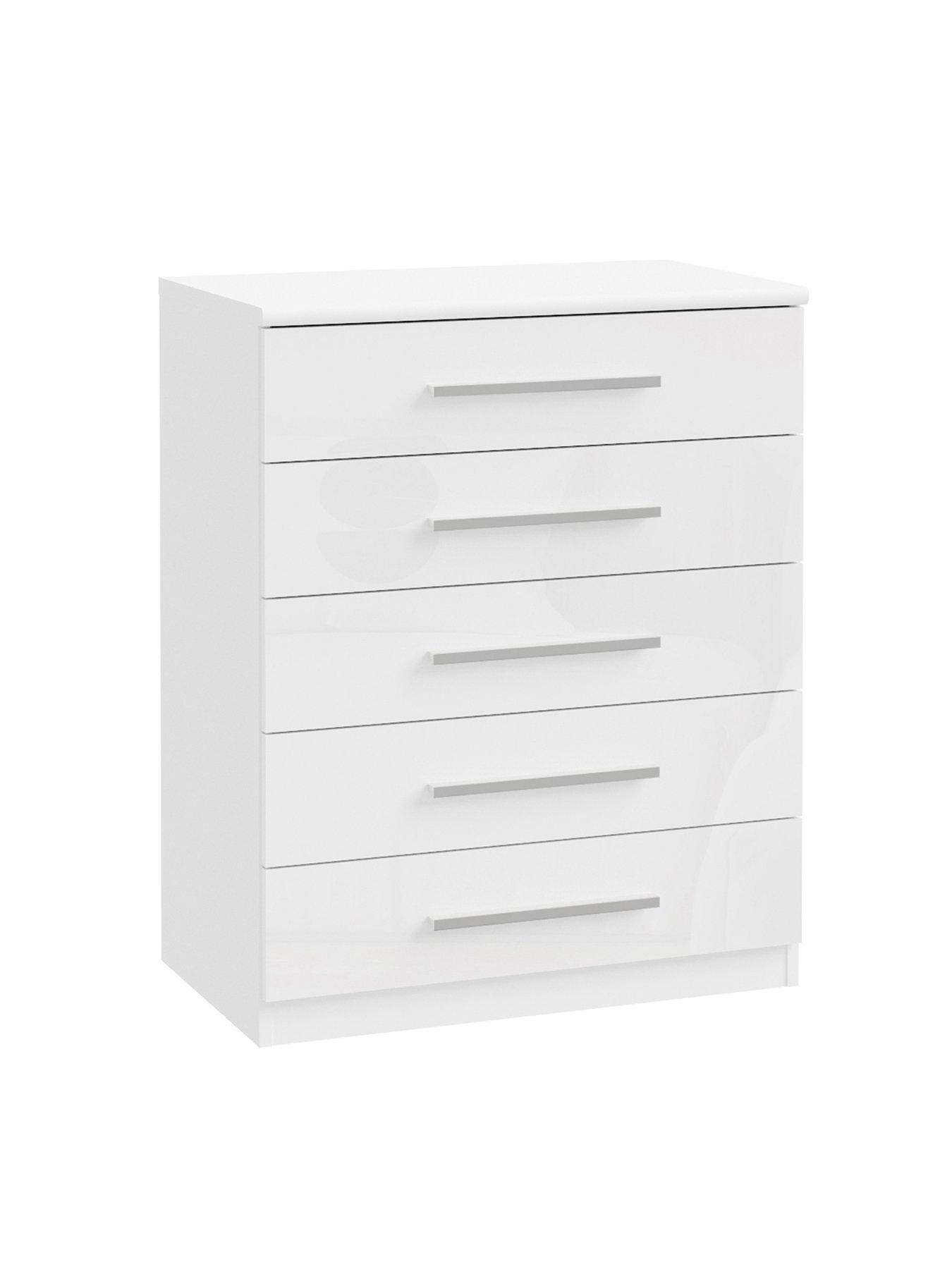 Image 4 of 6 of The Very Collection Prague Gloss Package&nbsp;- 6 Door Wardrobe,&nbsp;5 Drawer Chest and Pair of 3 Drawer Bedside Chests&nbsp;- White - FSC&reg; Certified