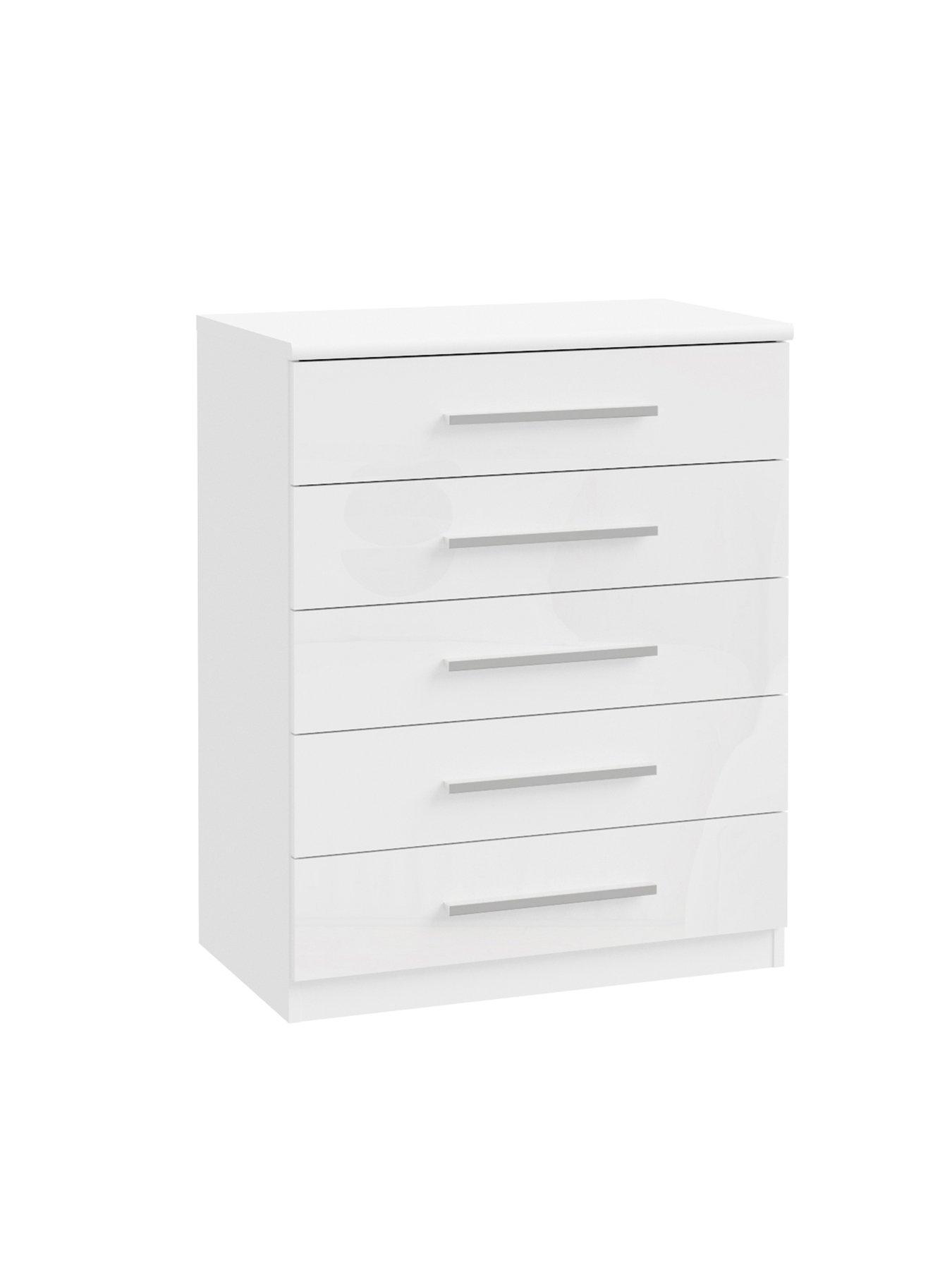 Image 4 of 6 of The Very Collection Prague 4 Piece&nbsp;Package&nbsp;- 3 Door Mirrored Wardrobe, 5 Drawer Chest and Pair of 3 Drawer Bedside Chests&nbsp;- White Gloss - FSC&reg; Certified