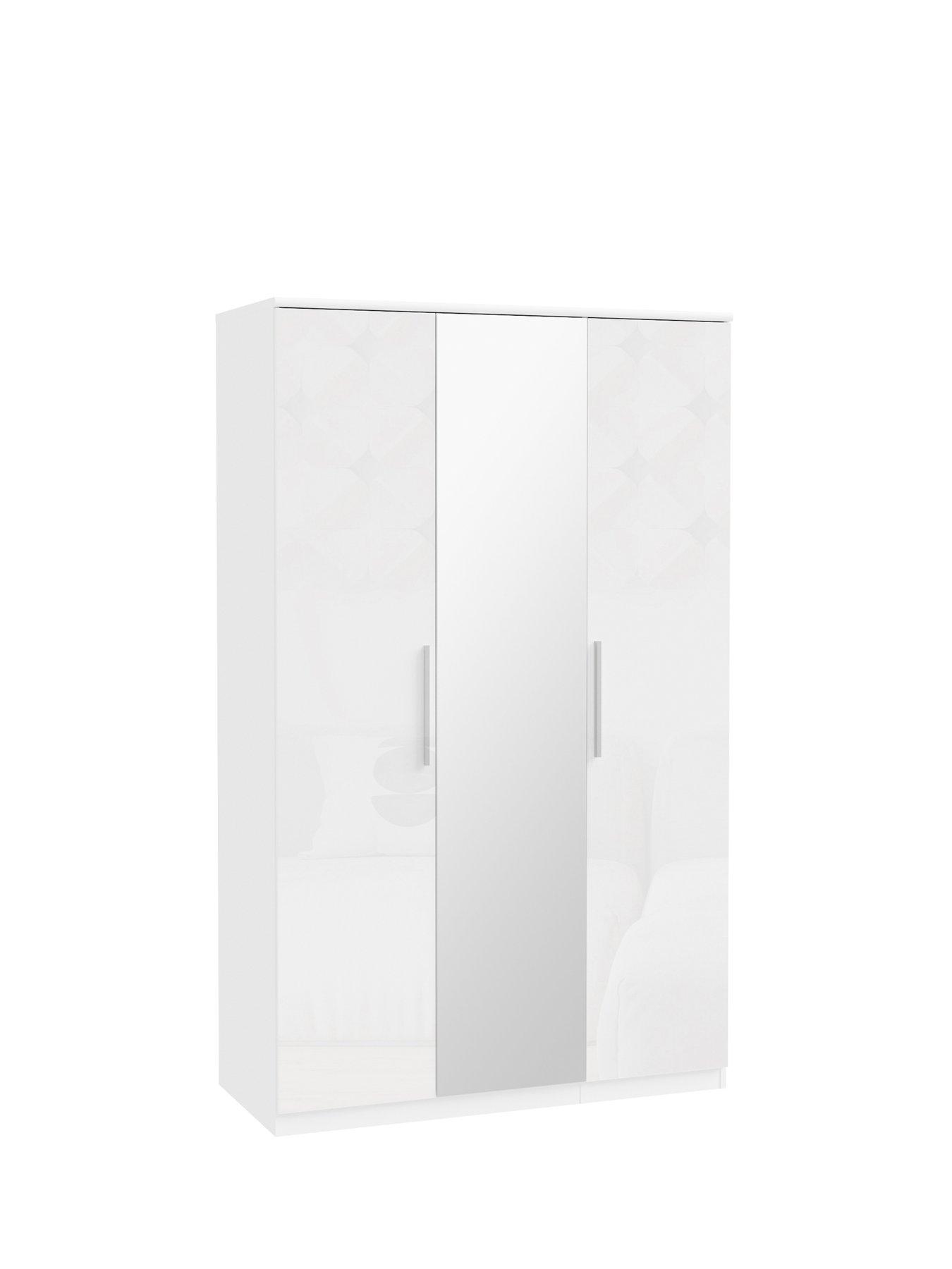 Image 5 of 6 of The Very Collection Prague 4 Piece&nbsp;Package&nbsp;- 3 Door Mirrored Wardrobe, 5 Drawer Chest and Pair of 3 Drawer Bedside Chests&nbsp;- White Gloss - FSC&reg; Certified