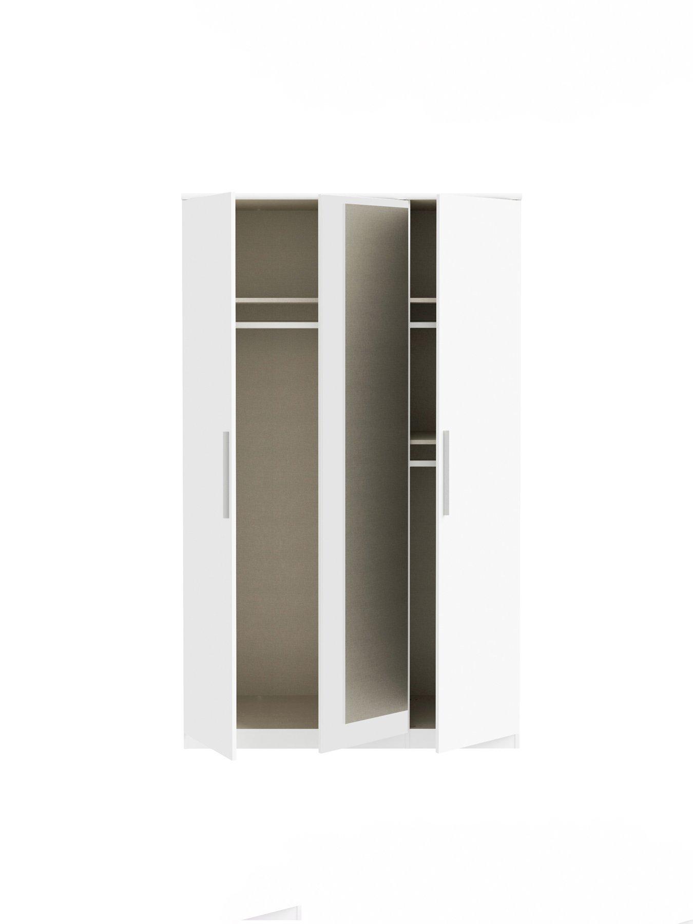 Image 6 of 6 of The Very Collection Prague 4 Piece&nbsp;Package&nbsp;- 3 Door Mirrored Wardrobe, 5 Drawer Chest and Pair of 3 Drawer Bedside Chests&nbsp;- White Gloss - FSC&reg; Certified