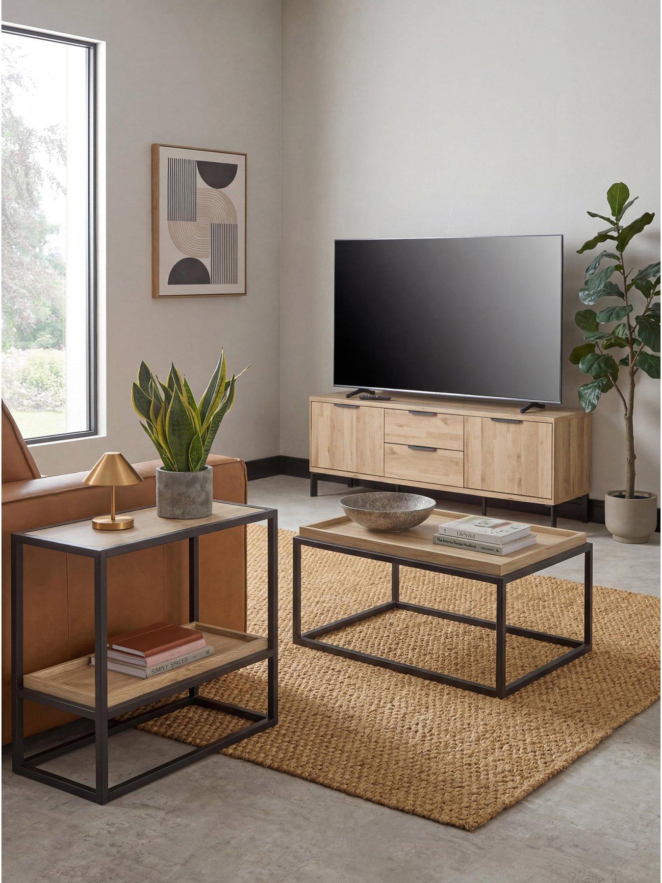 The Very Collection Harlem 3 Piece Package - End Table, Coffee Table and TV Unit - Light Oak - FSC® Certified