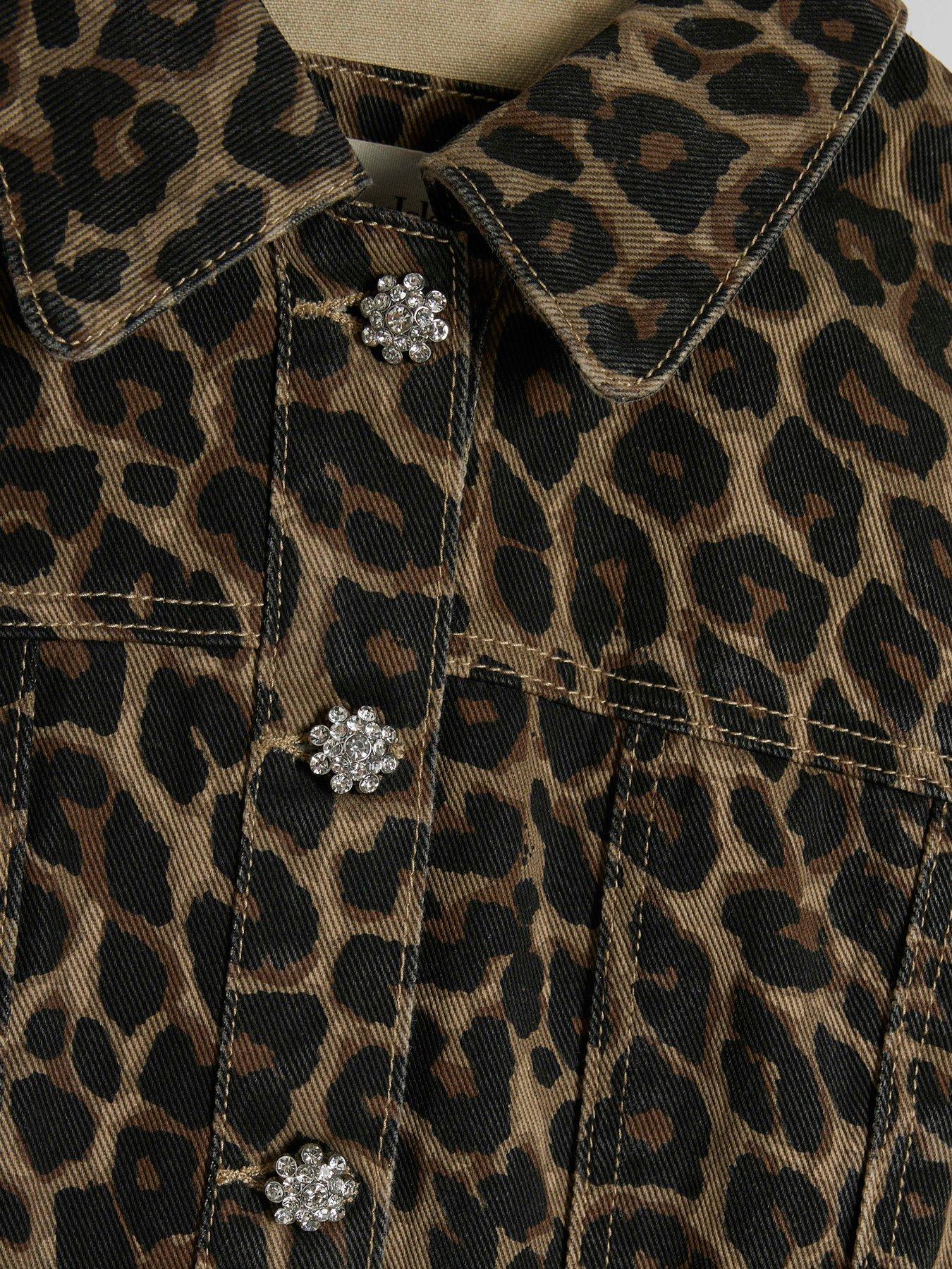 Image 6 of 6 of River Island Womens Button-Through Pleat Front Leopard Shirt Dress - Brown