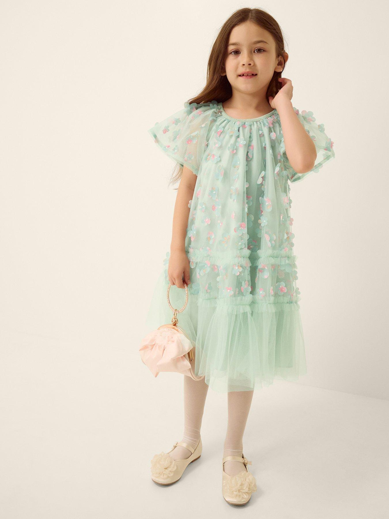 Monsoon Girls Kala 3D Print Swing Dress - Light Green