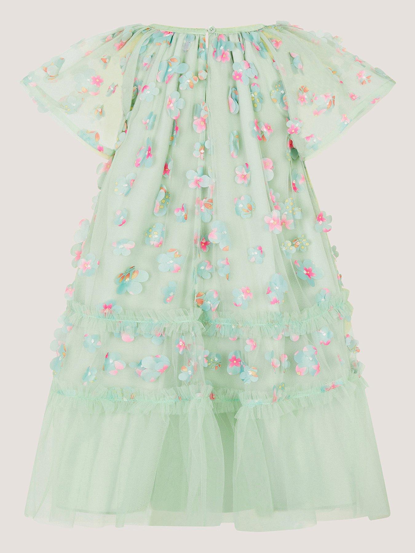 Image 3 of 4 of Monsoon Girls Kala 3D Print Swing Dress - Light Green