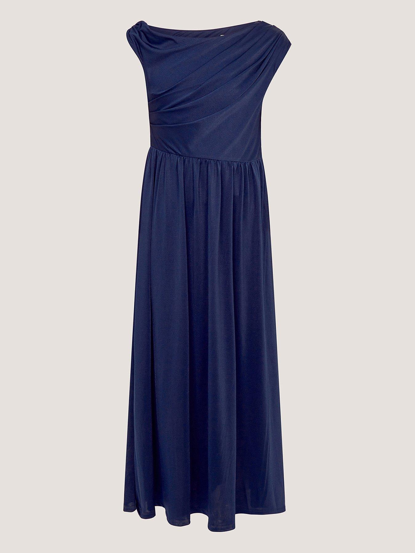 Image 2 of 4 of Monsoon Avery Cowl Neck Prom Dress - Navy