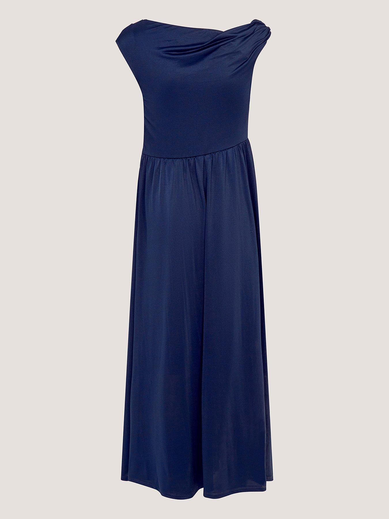 Image 3 of 4 of Monsoon Avery Cowl Neck Prom Dress - Navy