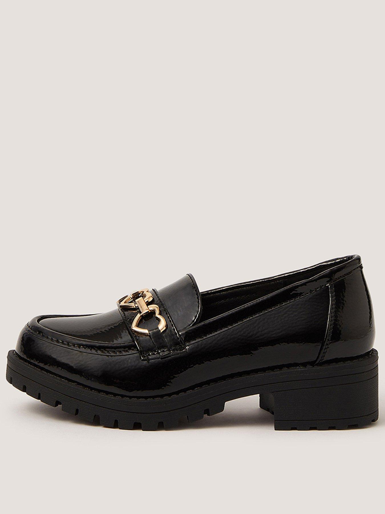 Monsoon Girls Heart Charm Heel Loafers - Black