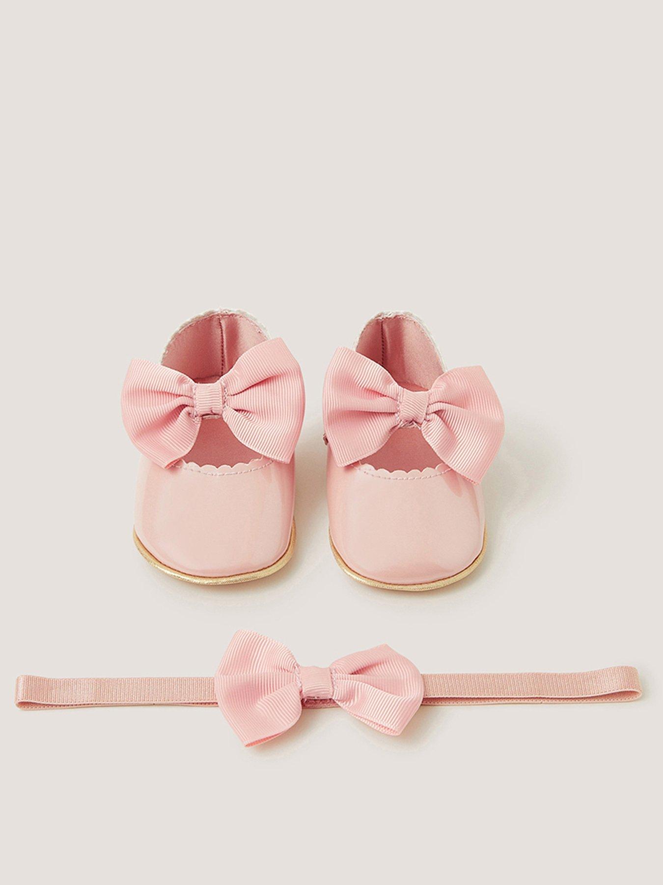 Image 2 of 3 of Monsoon Baby Girls Patent Bow Booties - Pink
