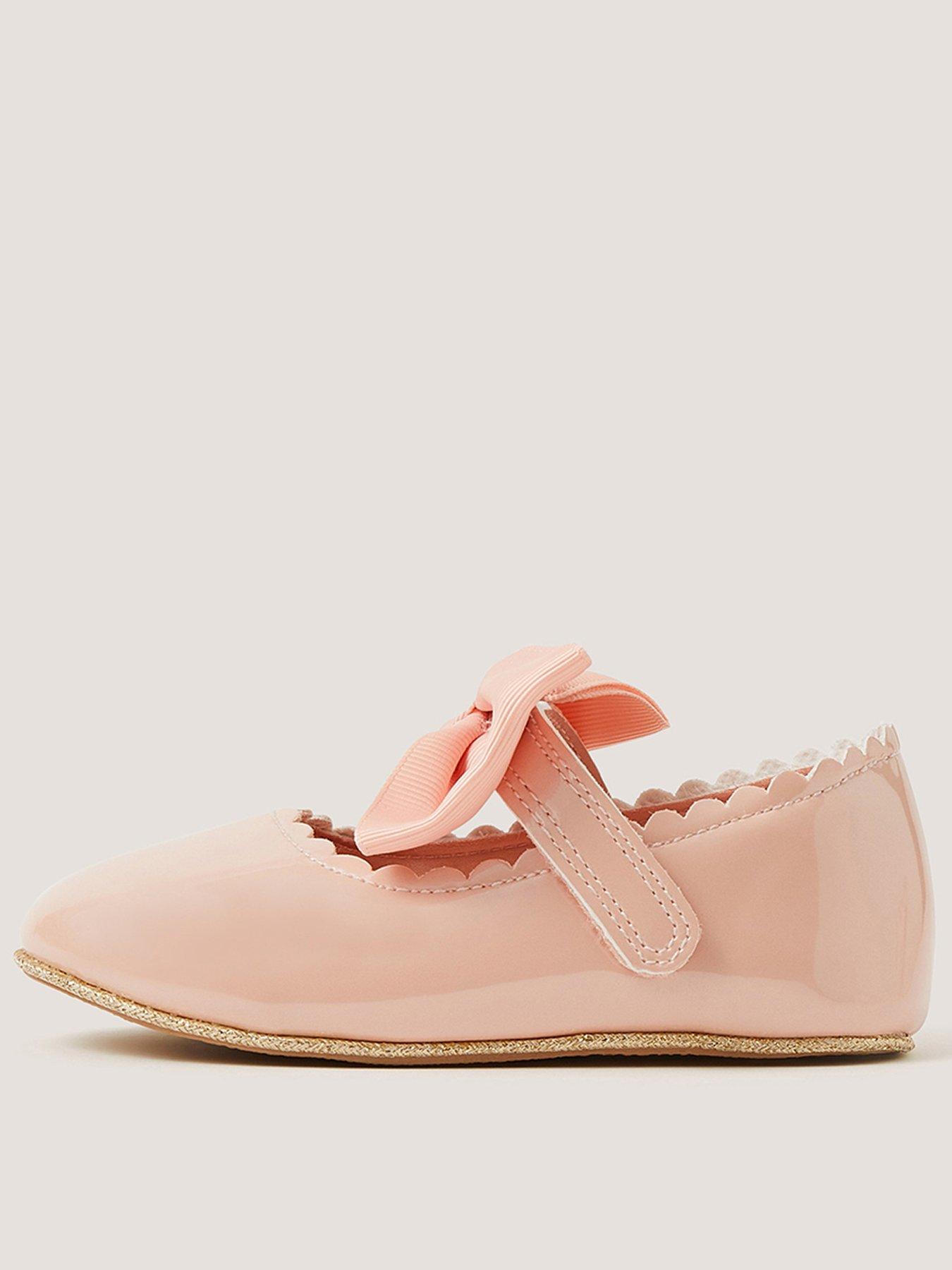 Monsoon Baby Girls Patent Bow Walker Shoes, Pink, Size 5 Younger