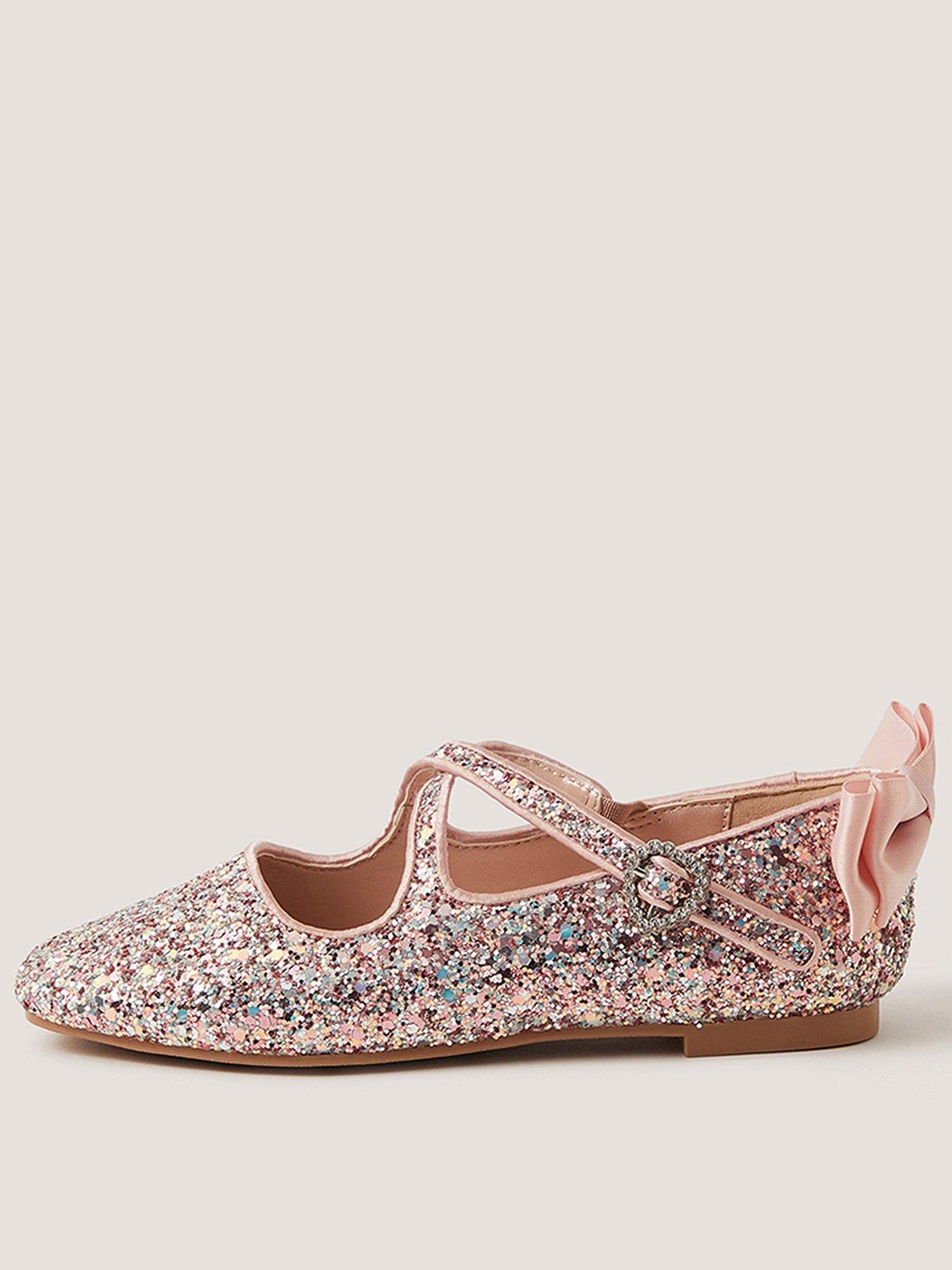 Image 1 of 3 of Monsoon Girls Criss Cross Glitter Ballerina Shoes - Pink