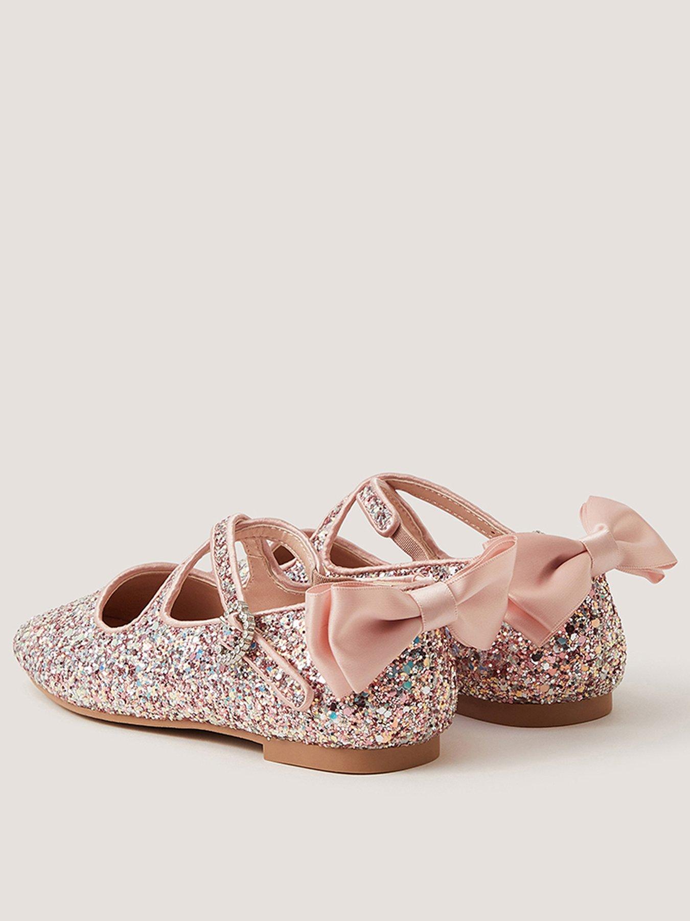 Image 3 of 3 of Monsoon Girls Criss Cross Glitter Ballerina Shoes - Pink