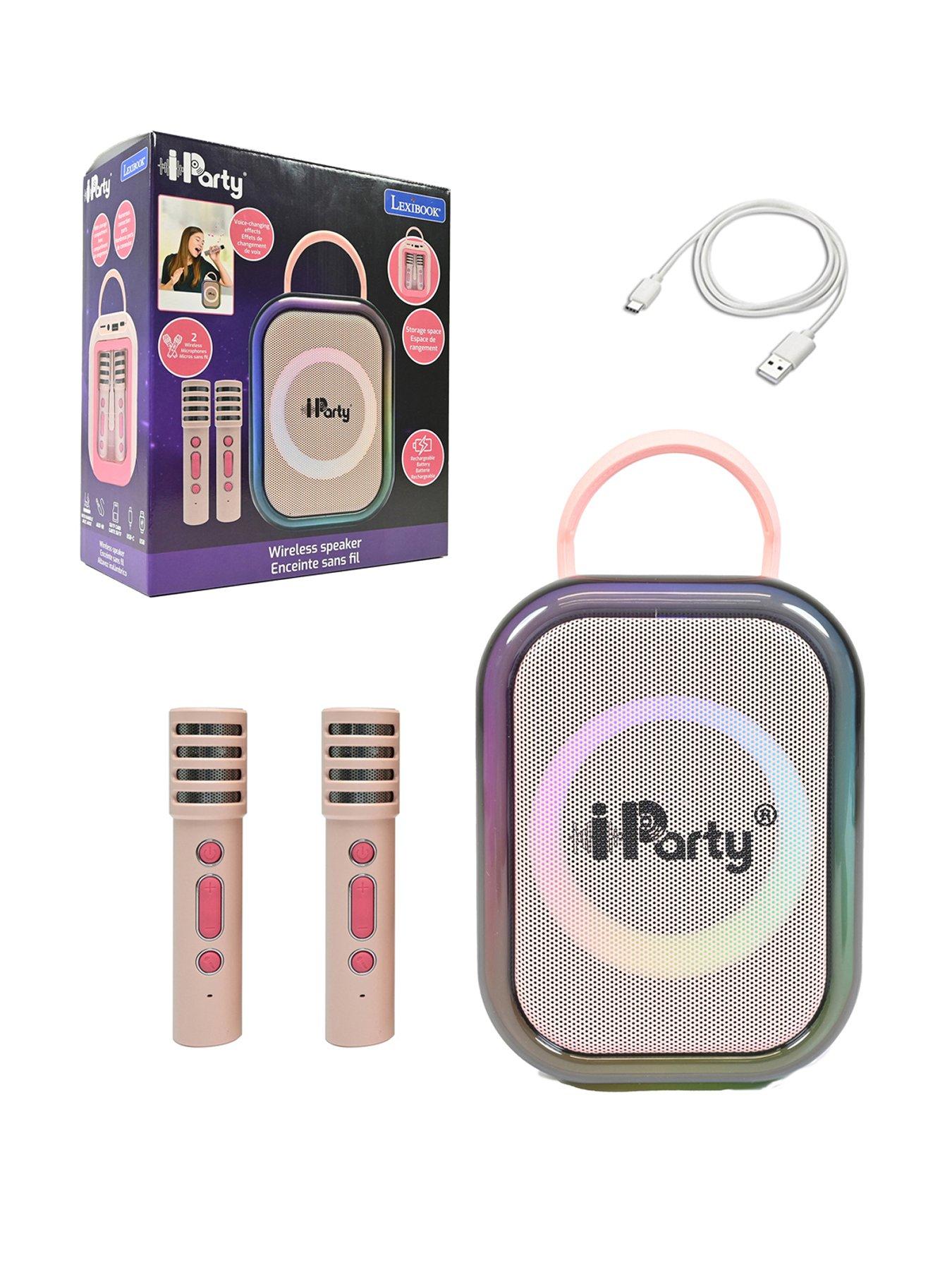Image 1 of 7 of Pink Bluetooth karaoke with 2 wireless microphones