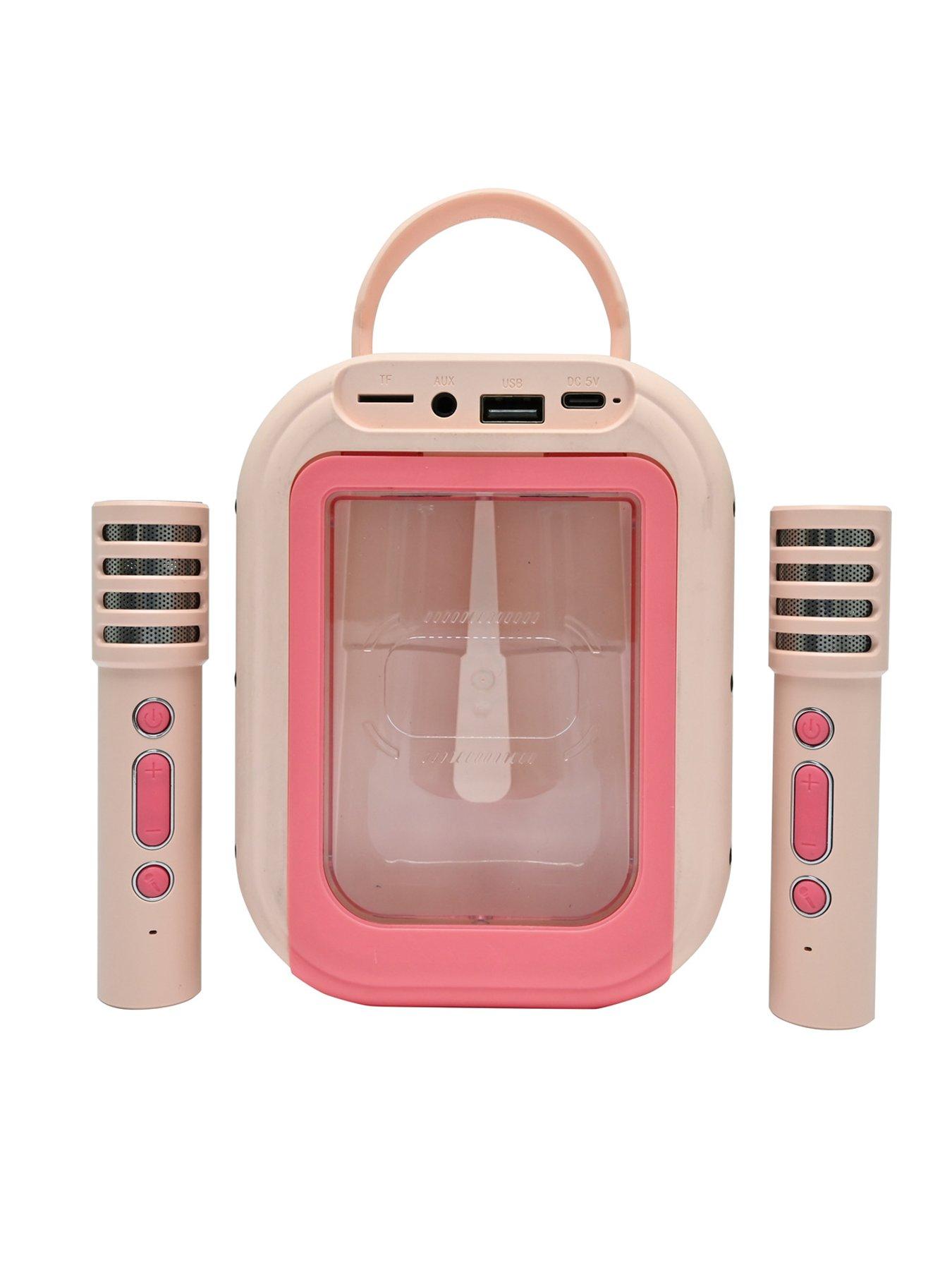 Image 3 of 7 of Pink Bluetooth karaoke with 2 wireless microphones