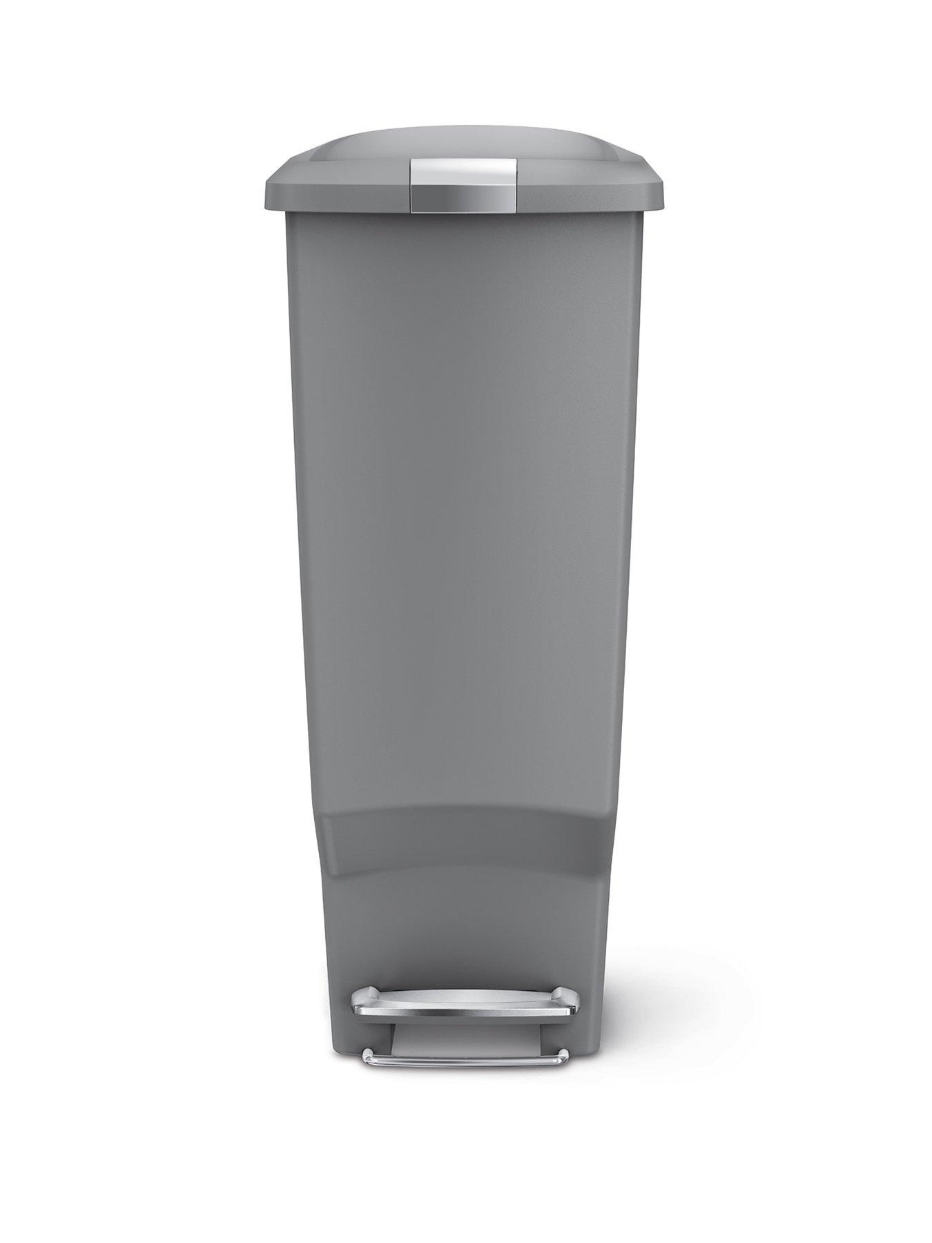 Simplehuman 40L Plastic Slim Pedal Bin, Grey