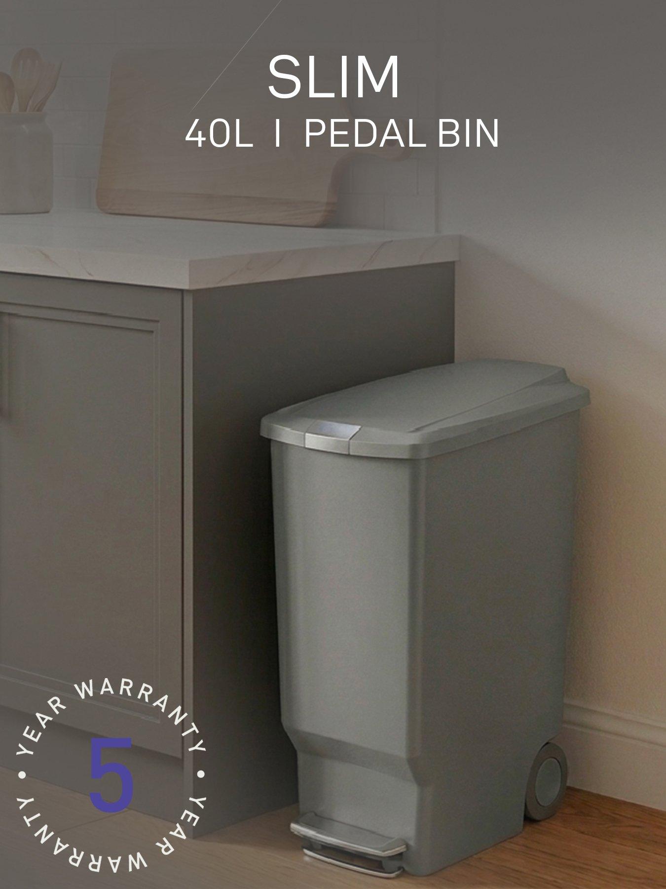 Image 3 of 7 of Simplehuman (5) 40l Slim Plastic Pedal Bin, Grey