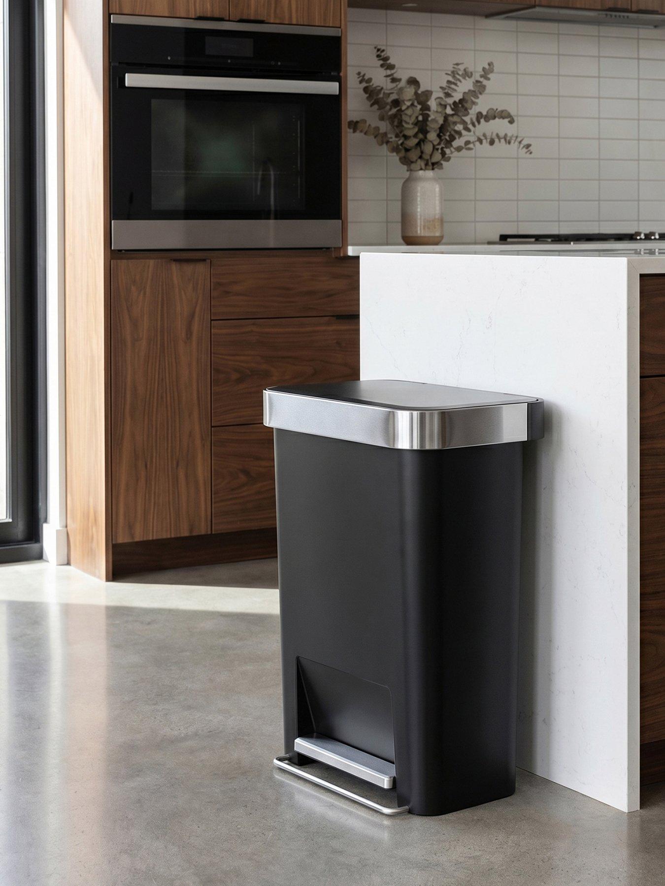 Image 1 of 7 of Simplehuman 45l Rectangular Pedal Bin W/steel Trim, Black