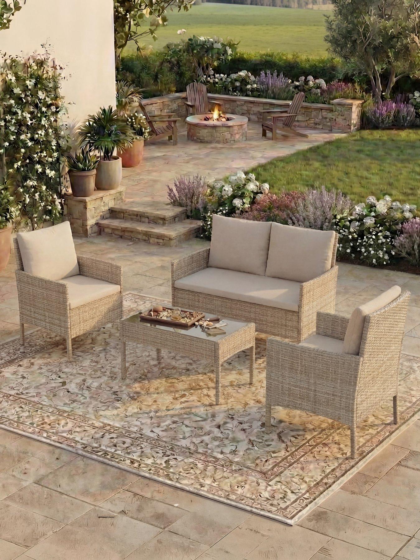 Garden Vida Kendal 4 Piece Rattan Set - Natural