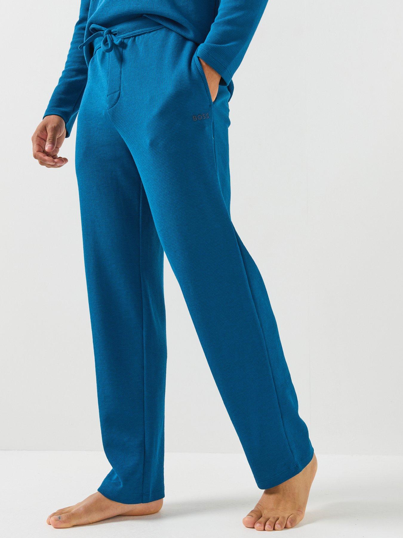 BOSS Boss Waffle Cuffed Loungewear Open Hem Pants - Blue