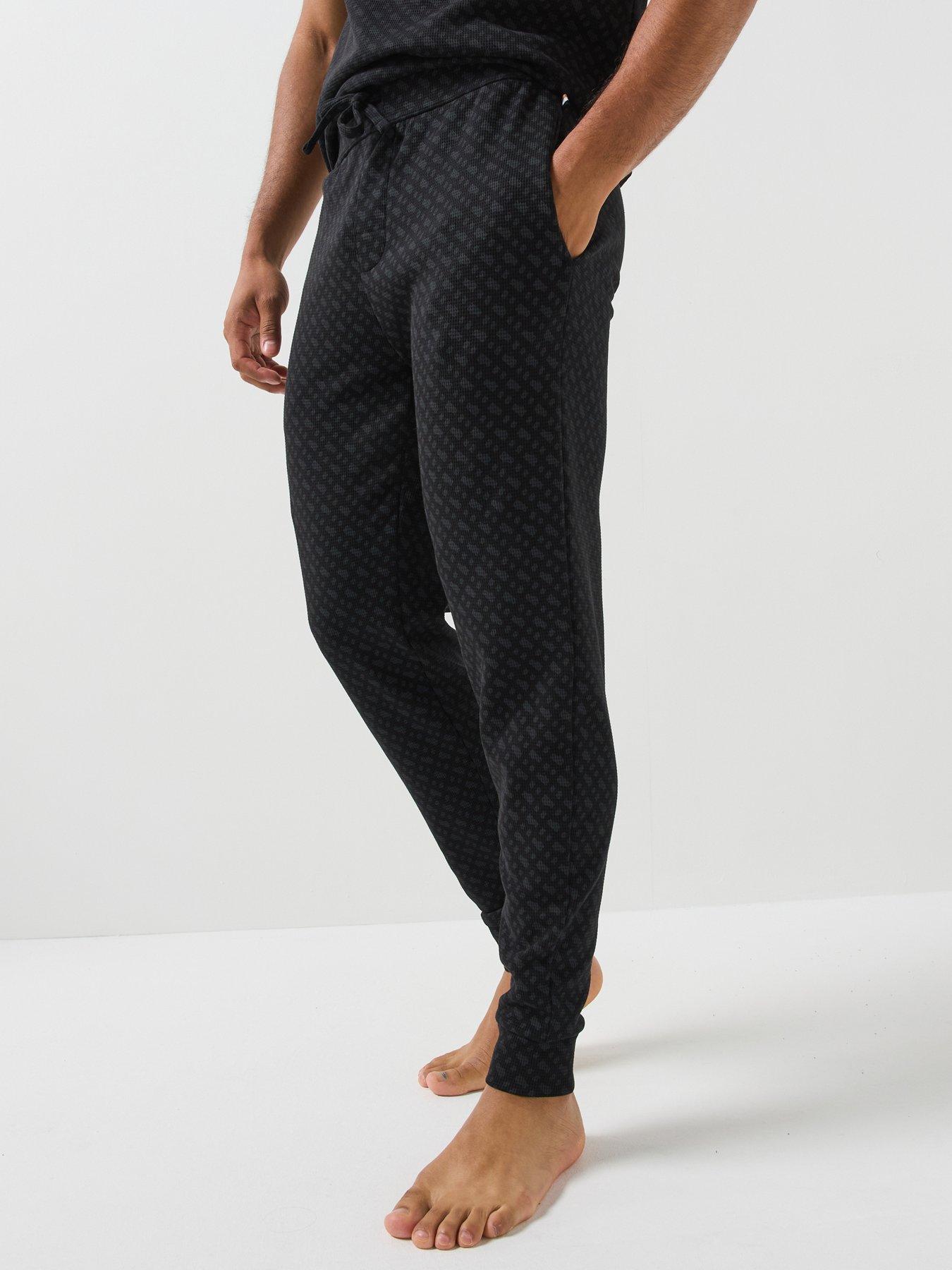 Image 1 of 6 of BOSS Boss Waffle Emblem Print Loungewear Joggers - Black