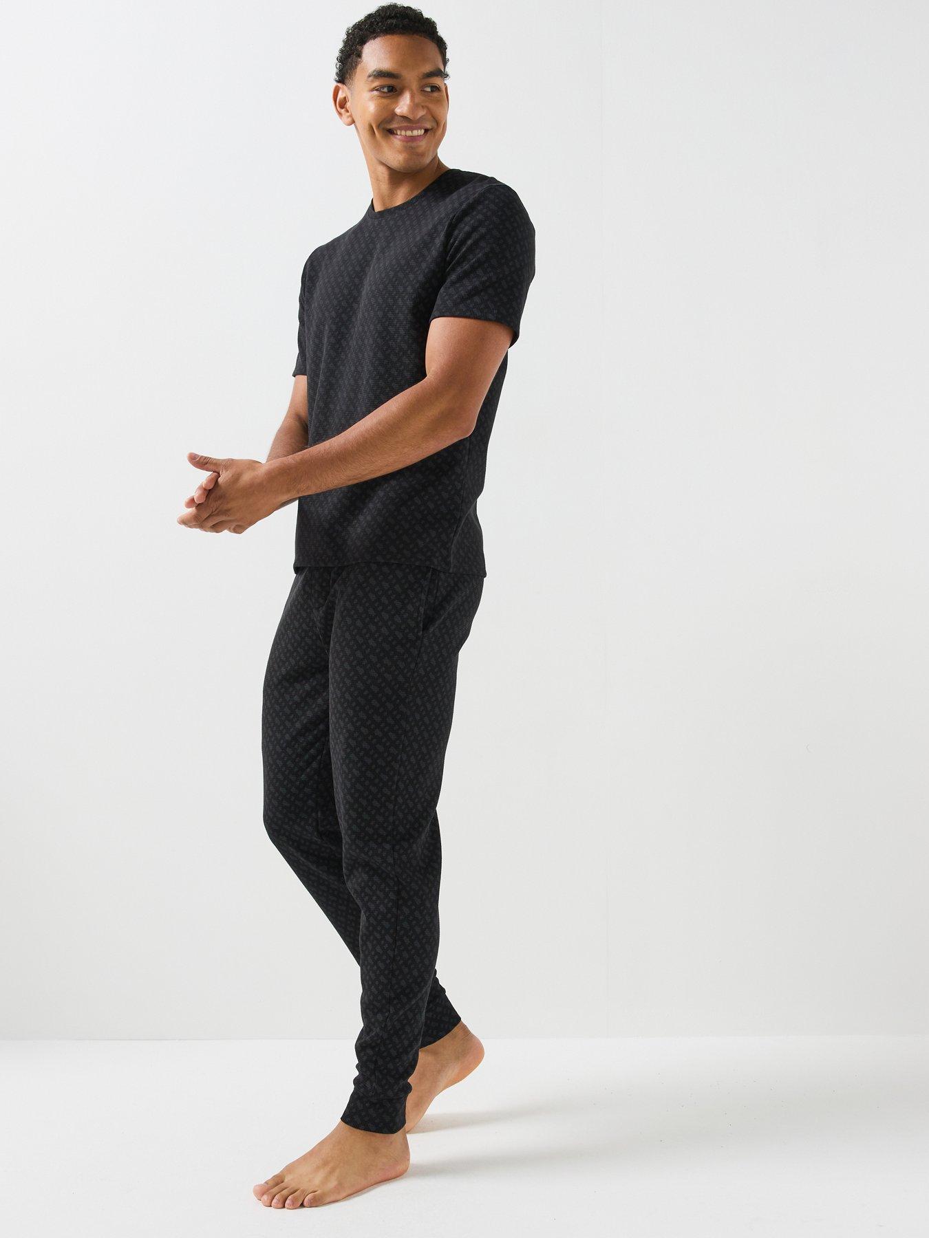 Image 3 of 6 of BOSS Boss Waffle Emblem Print Loungewear Joggers - Black