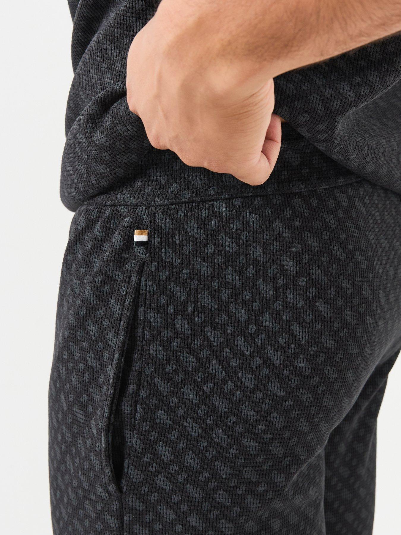 Image 4 of 6 of BOSS Boss Waffle Emblem Print Loungewear Joggers - Black