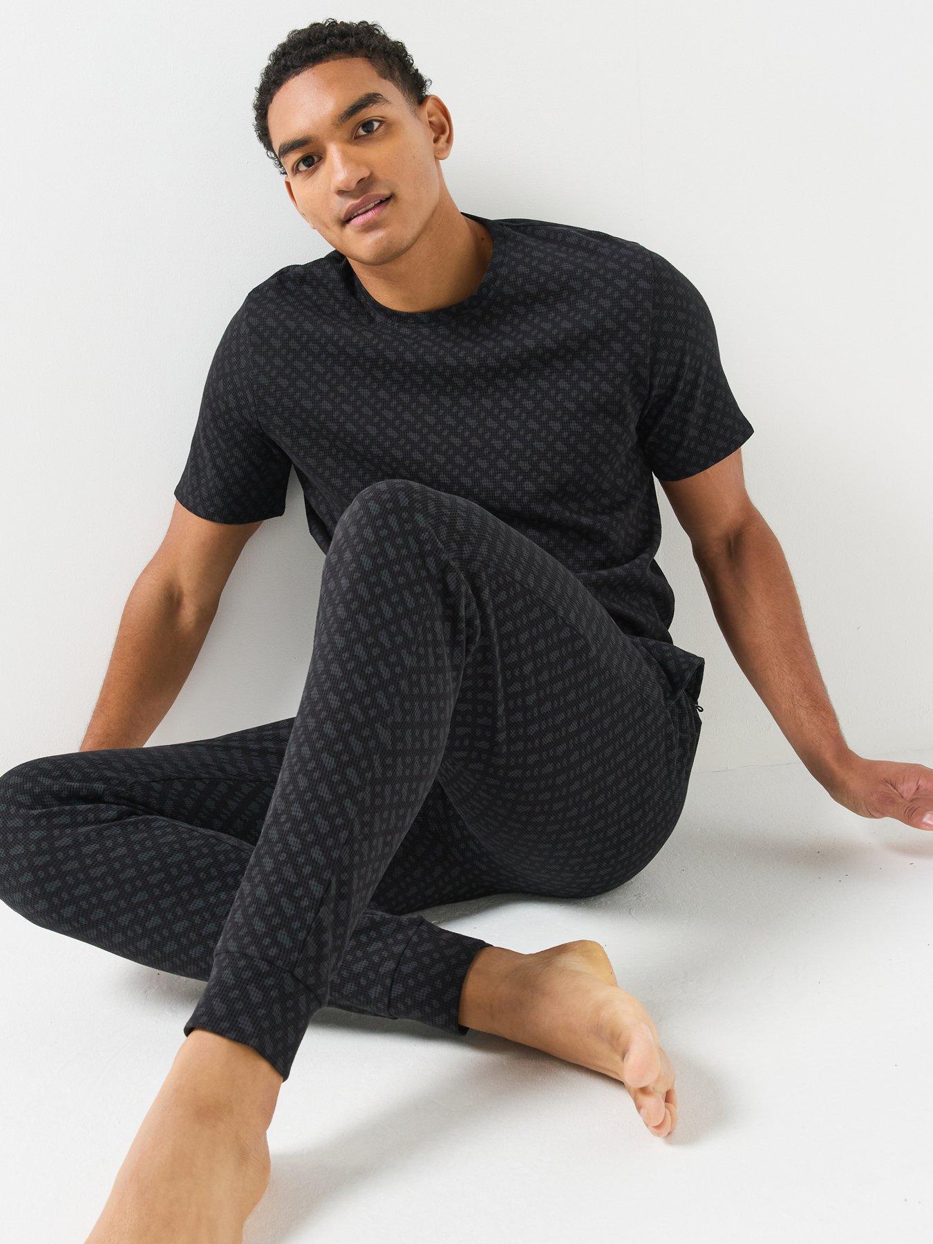 Image 5 of 6 of BOSS Boss Waffle Emblem Print Loungewear Joggers - Black