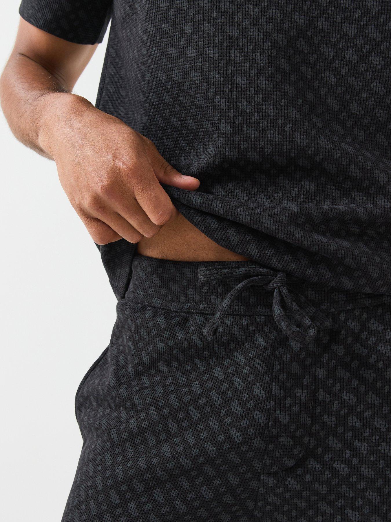 Image 6 of 6 of BOSS Boss Waffle Emblem Print Loungewear Joggers - Black