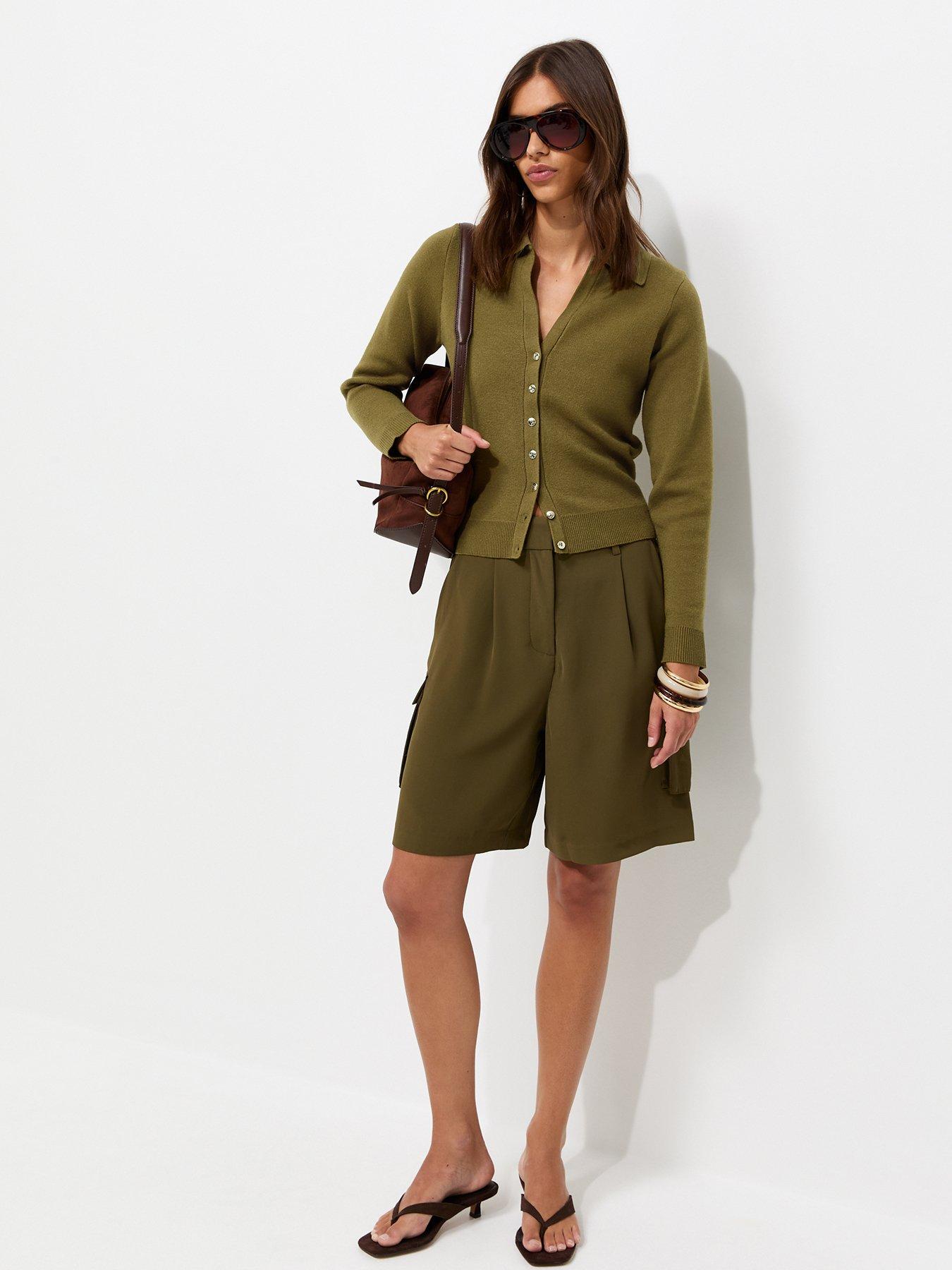 Image 3 of 5 of New Look Compact Knit Collared Cardigan - Green