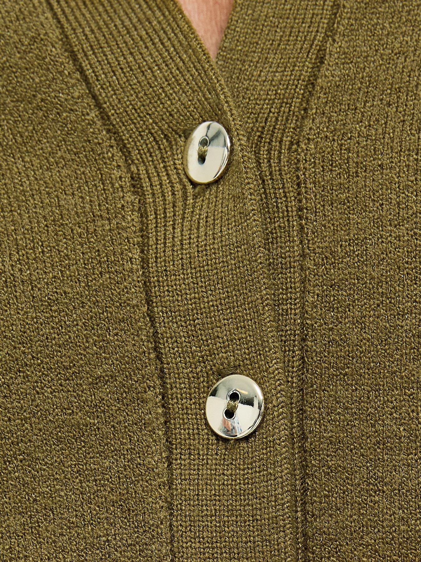 Image 5 of 5 of New Look Compact Knit Collared Cardigan - Green