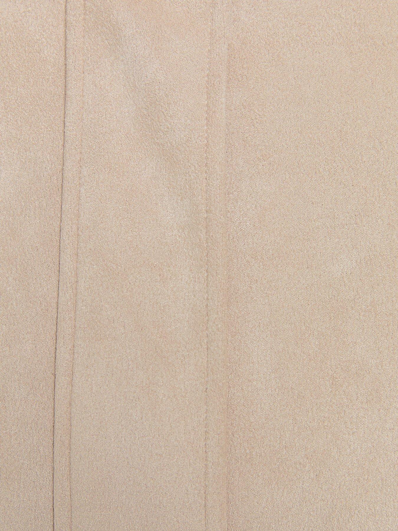 Image 6 of 6 of New Look Stone Faux Suede Bubble Hem Jacket - Beige