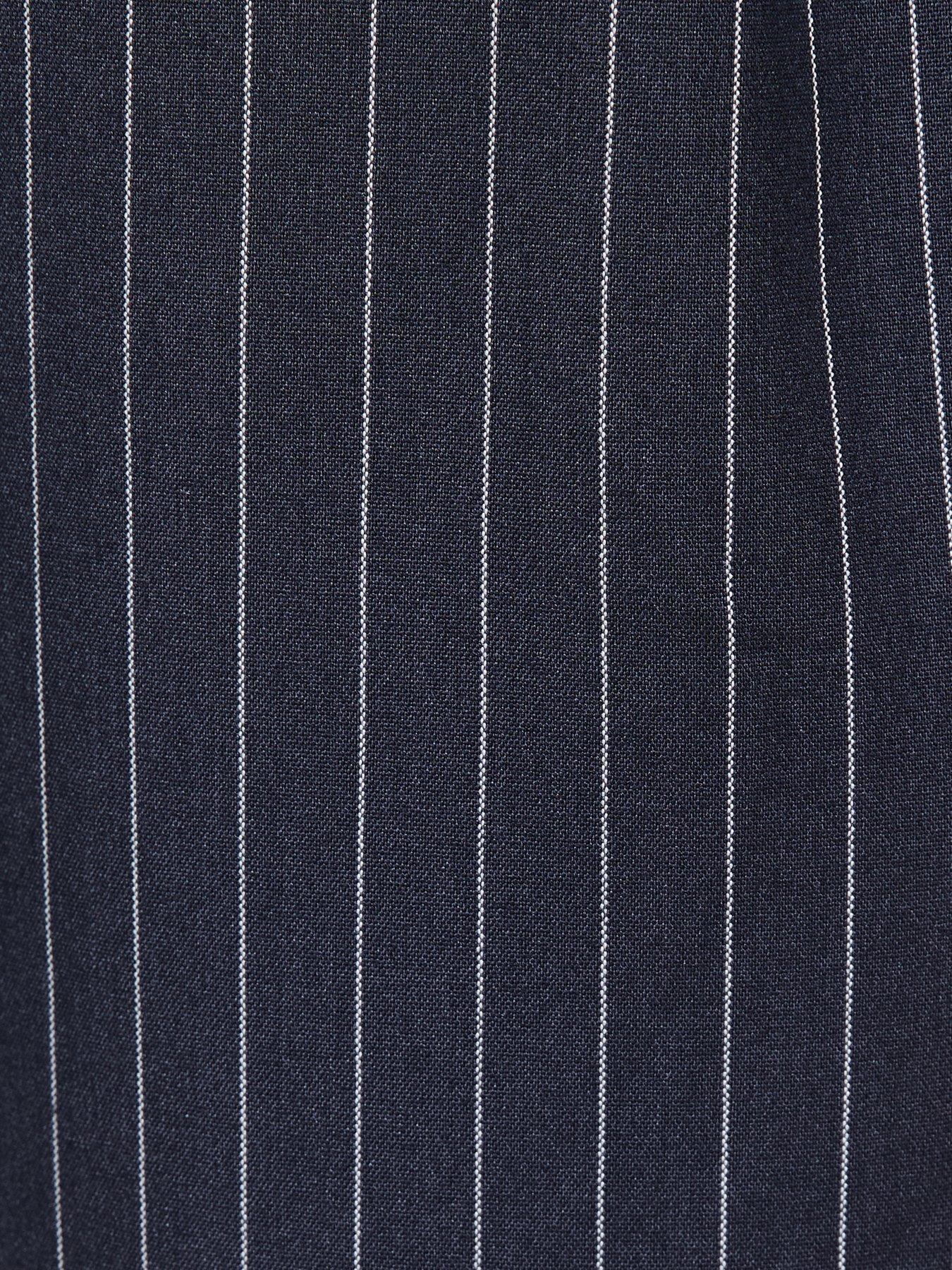Image 5 of 5 of New Look Blue Pinstriped Tapered Cuffed Trousers