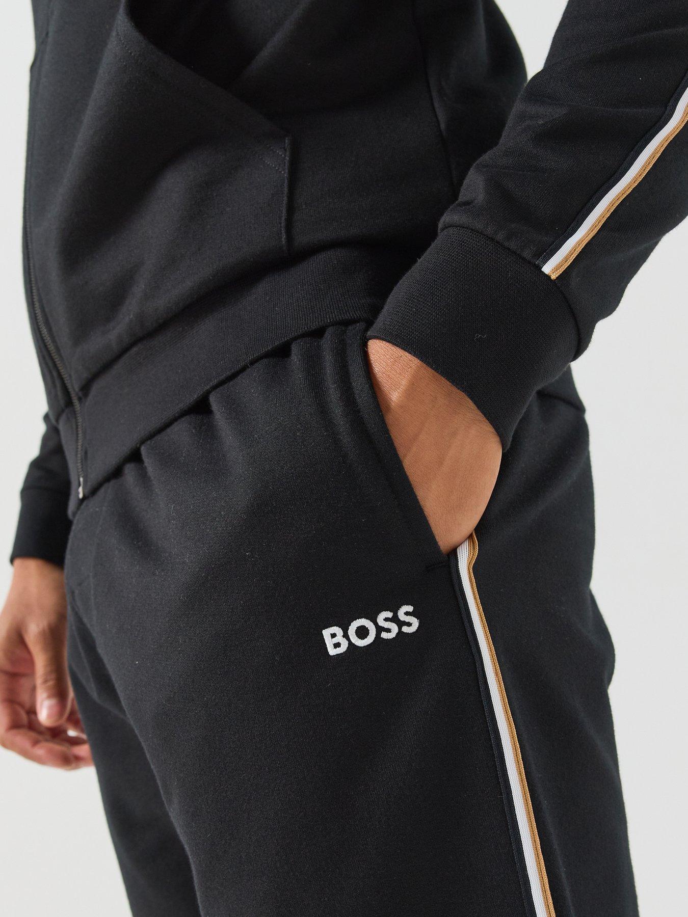 Image 4 of 6 of BOSS Mens Zip-Through Cotton Loungewear Set - Black