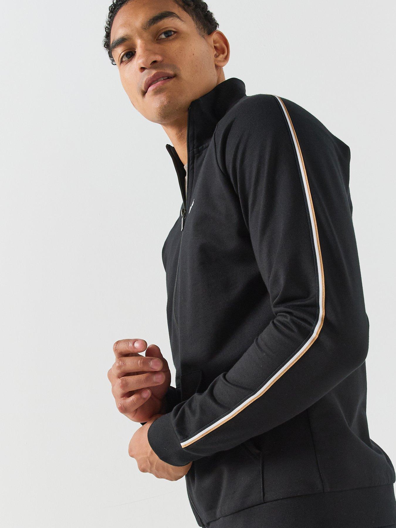Image 6 of 6 of BOSS Mens Zip-Through Cotton Loungewear Set - Black