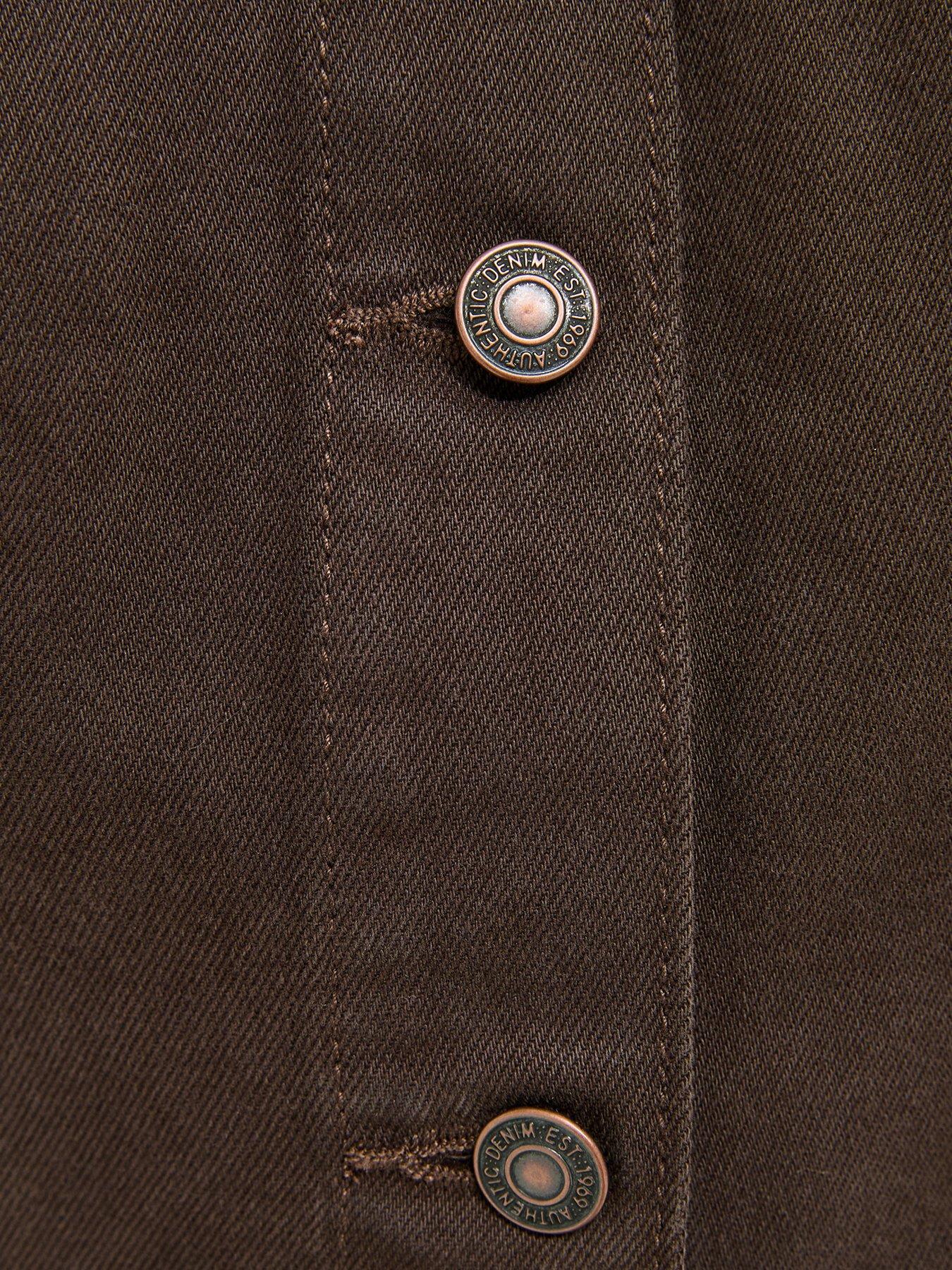 Image 6 of 6 of New Look Women's Long Sleeve Cinched Denim Dress - Dark Brown