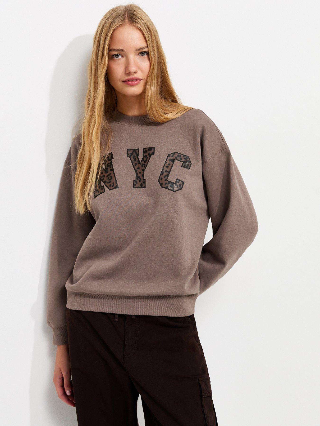New Look Leopard Print NYC Graphic Sweatshirt - Brown