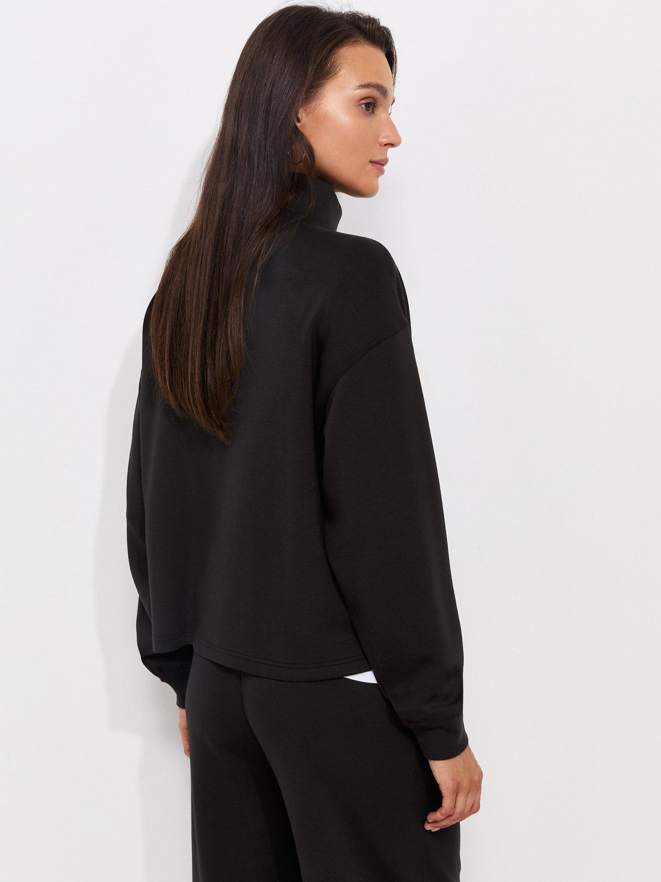 Image 2 of 5 of New Look Womens Funnel Neck Relaxed Fit Sweatshirt - Black
